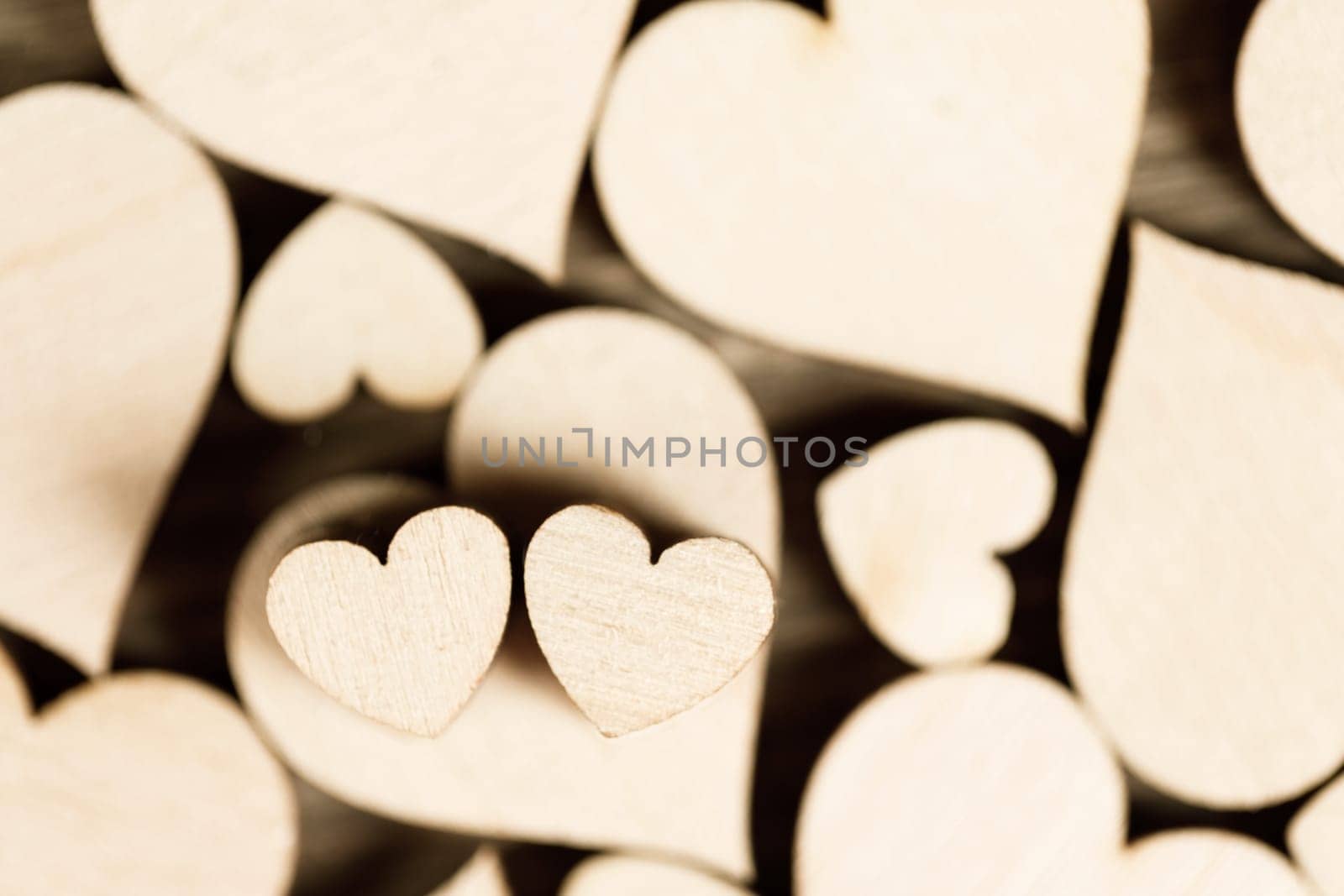 Wooden hearts background by Yellowj