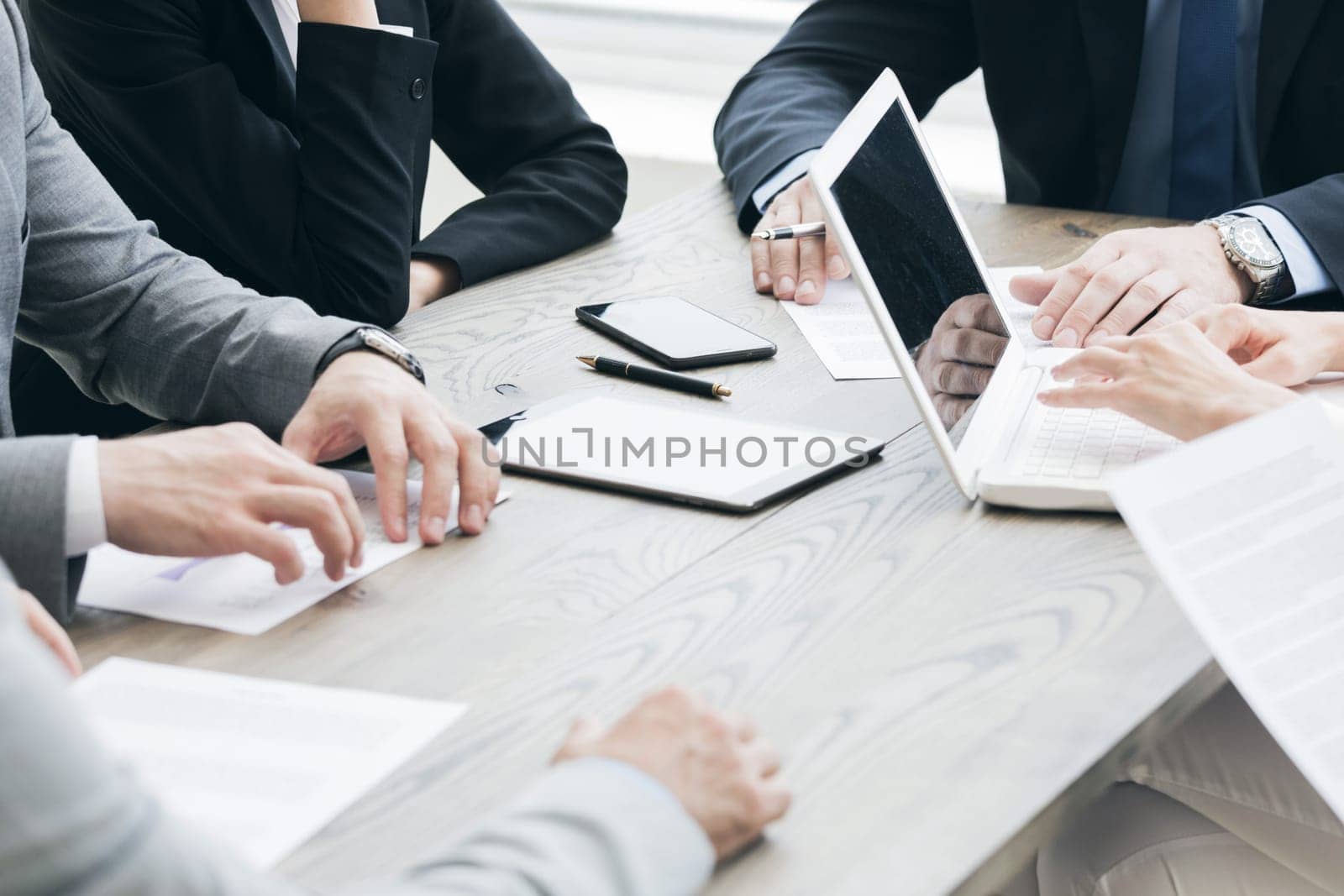 Business man sign contract on the desk at meeting