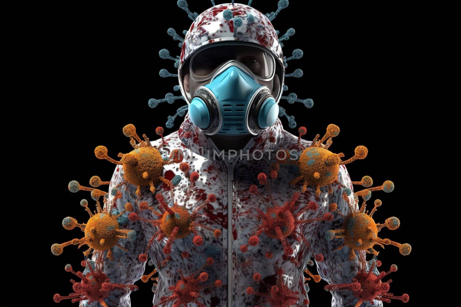 Virus, non-cellular infectious agent, bacteria resposible influenza dangerous flu strain pandemic. Microscope. corona virus disease Viruses in infected organism , viral disease epidemic.