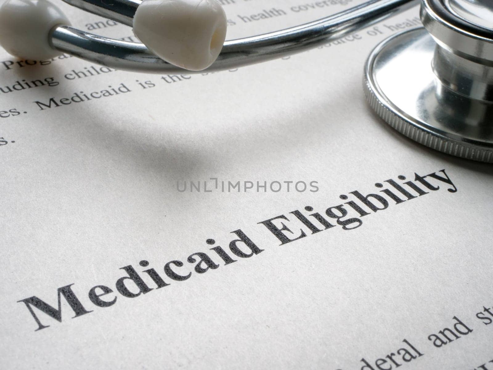 Info about Medicaid eligibility and medical stethoscope. by designer491
