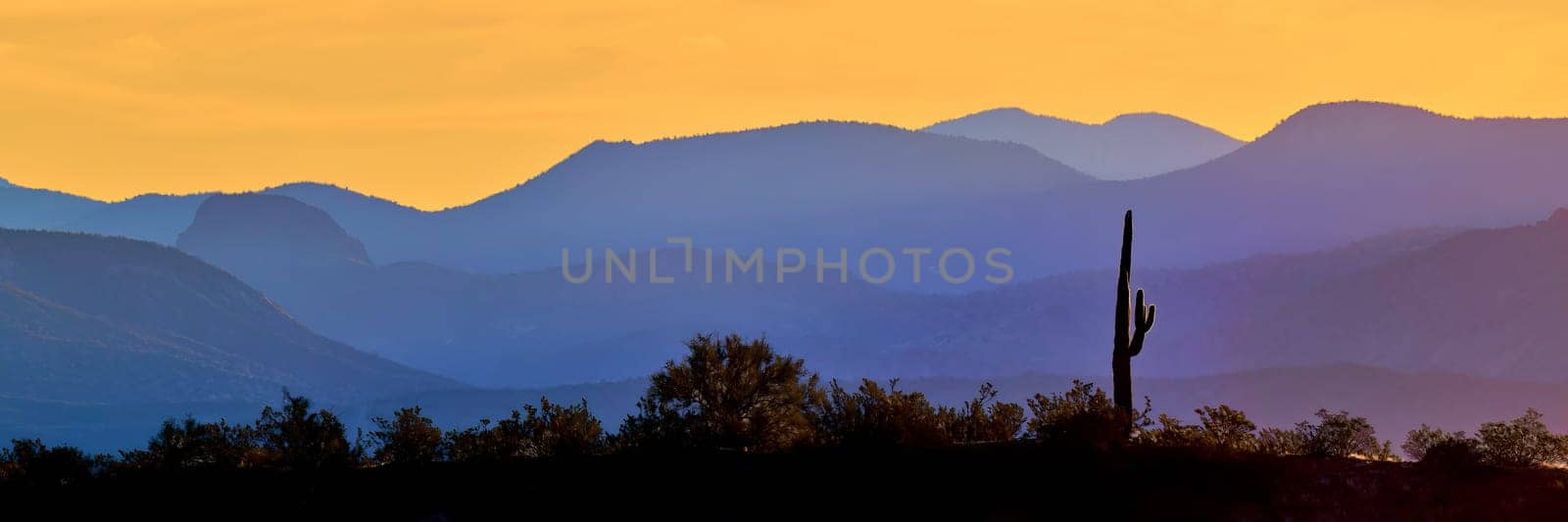 Dawn with mountains of the  Sierra Ancha Wilderness area in the background.