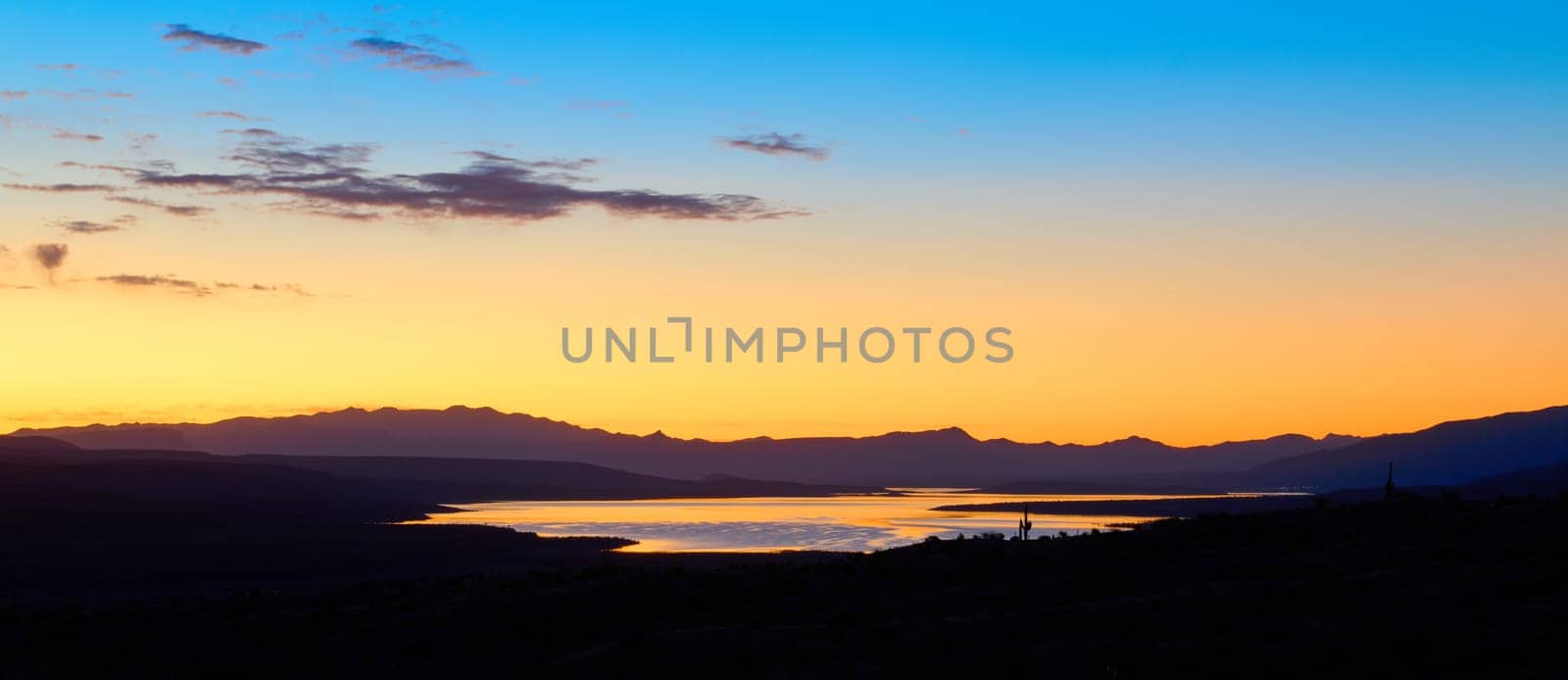 Dawn on Roosevelt Lake in the Tonto National Forest, AZ. by patrickstock
