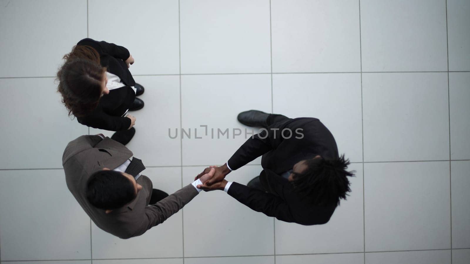 Handshake, collaboration and partnership agreement from sales business team