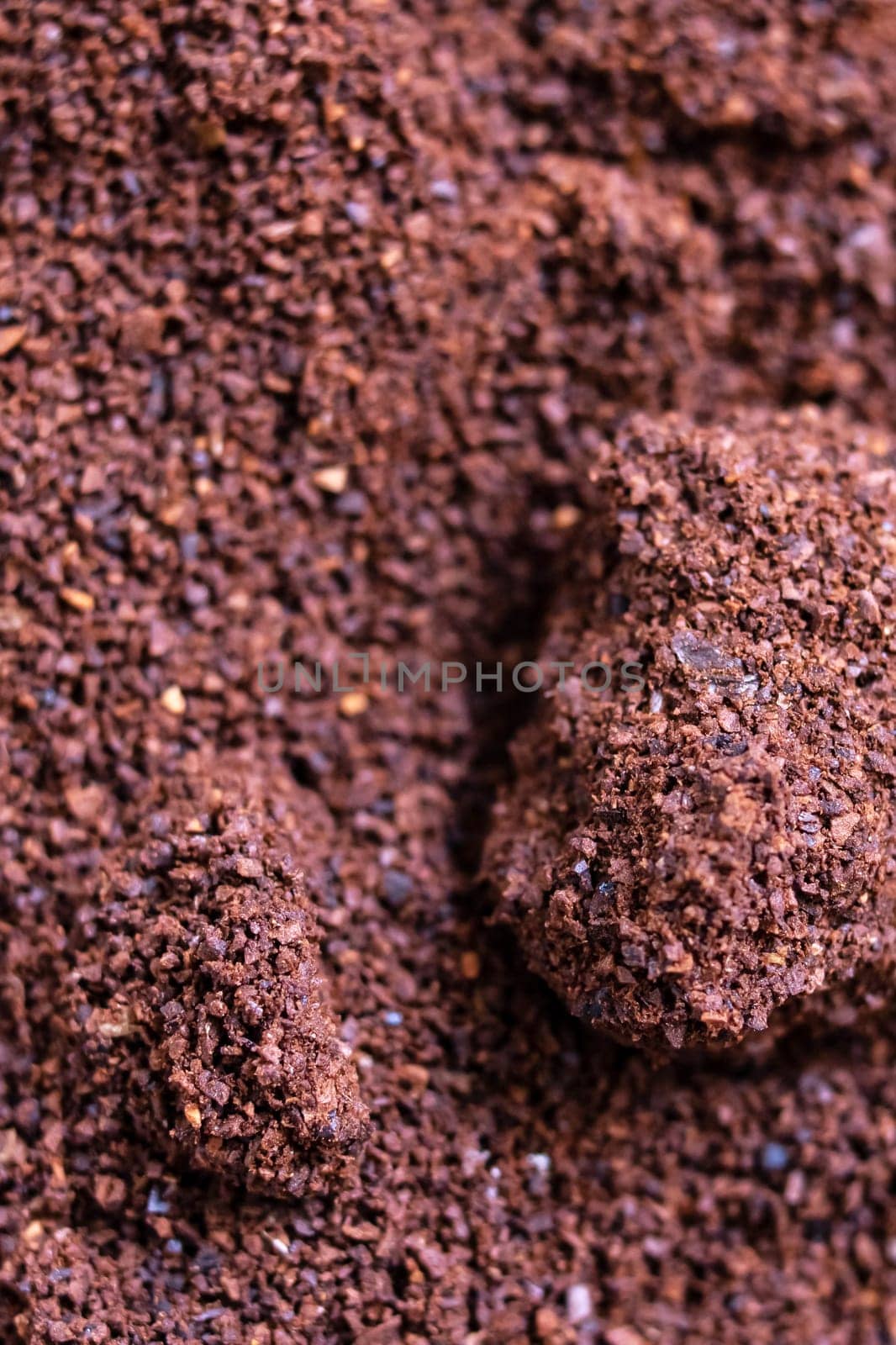 Natural ground coffee close up background or texture