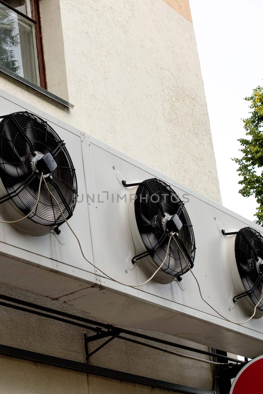Large air conditioning on the wall of the building
