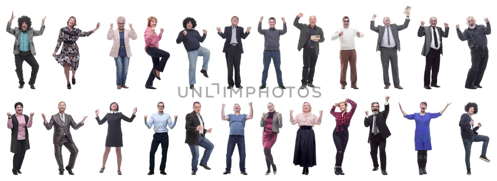 collage of people joyful energetic full length isolated by asdf