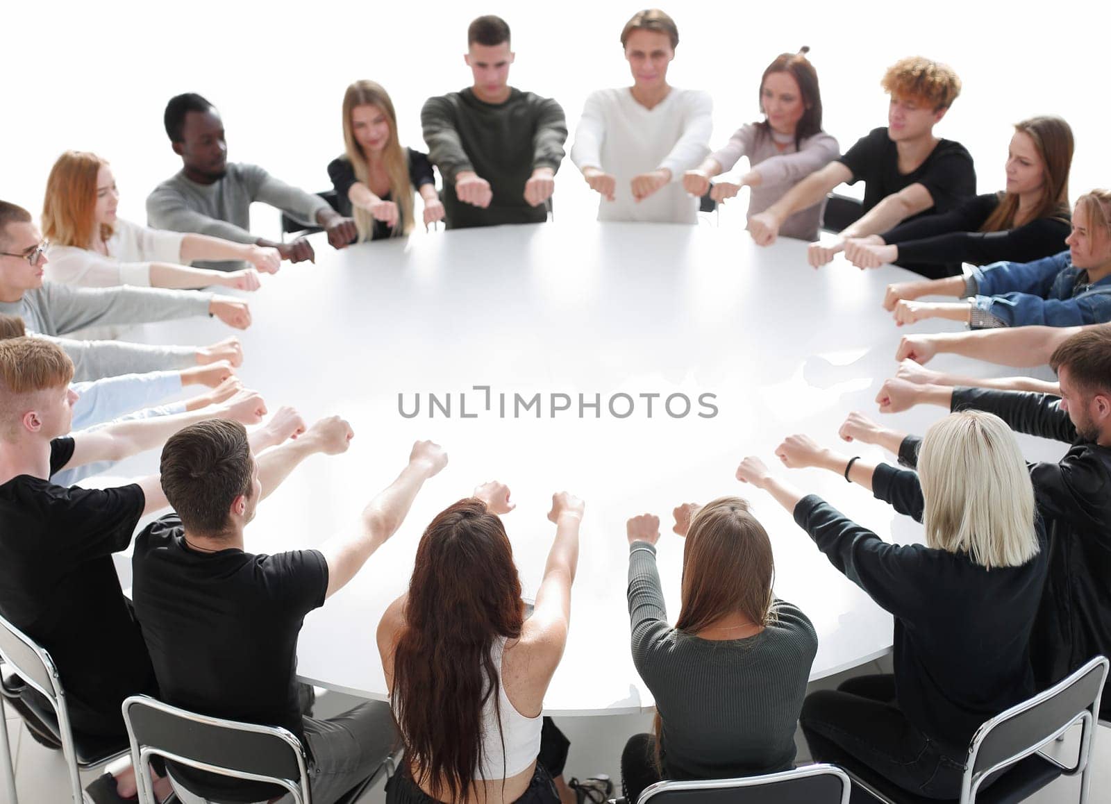 group of young people in a teambuilding class . photo with copy space