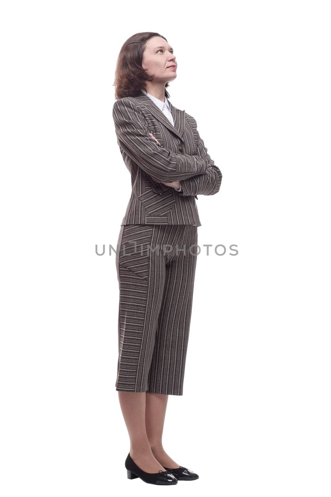 in full growth.business woman in a pantsuit . isolated on a white background.