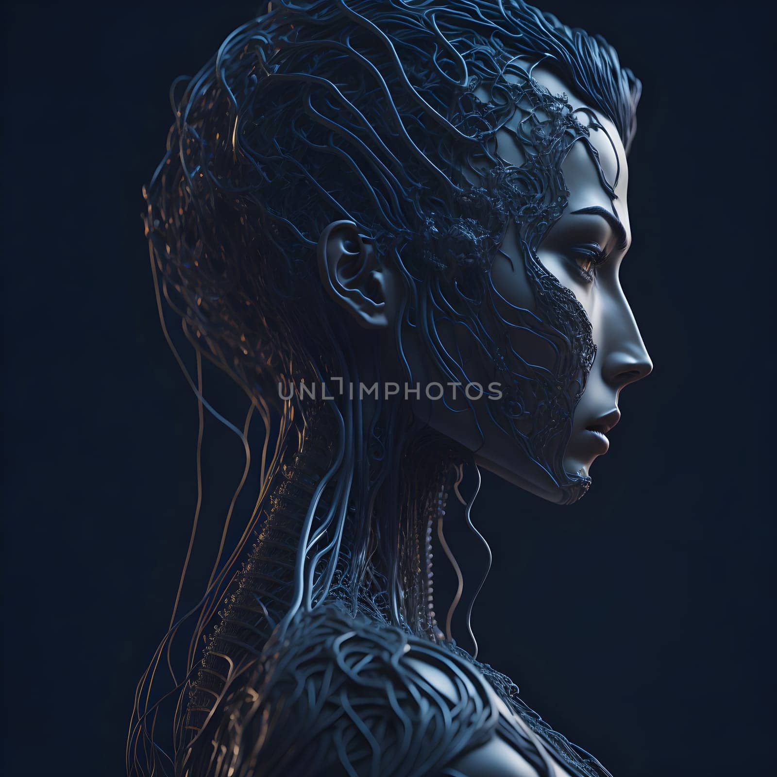 portrait of a cybernetic woman endowed with artificial intelligence.-