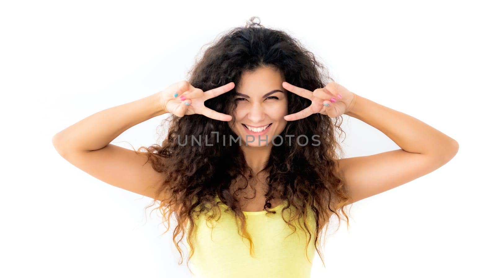 Pretty young girl gesticulating with her hands