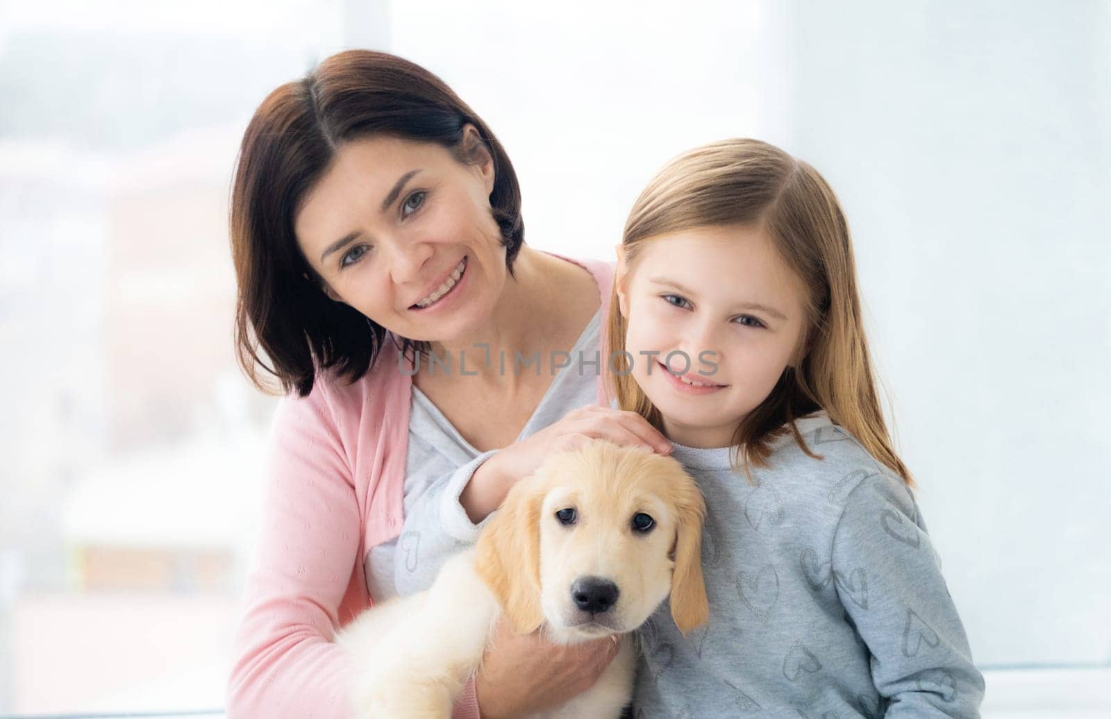 Daughter and mother with dog by GekaSkr