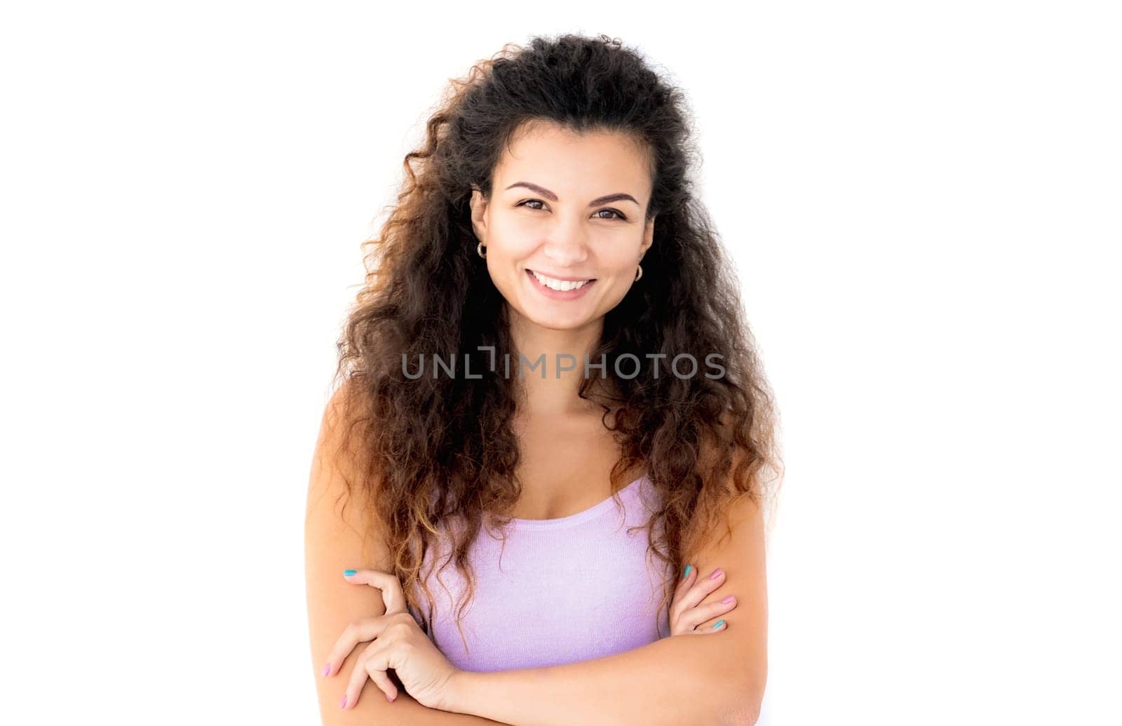 Smiling girl with crossed hands by GekaSkr