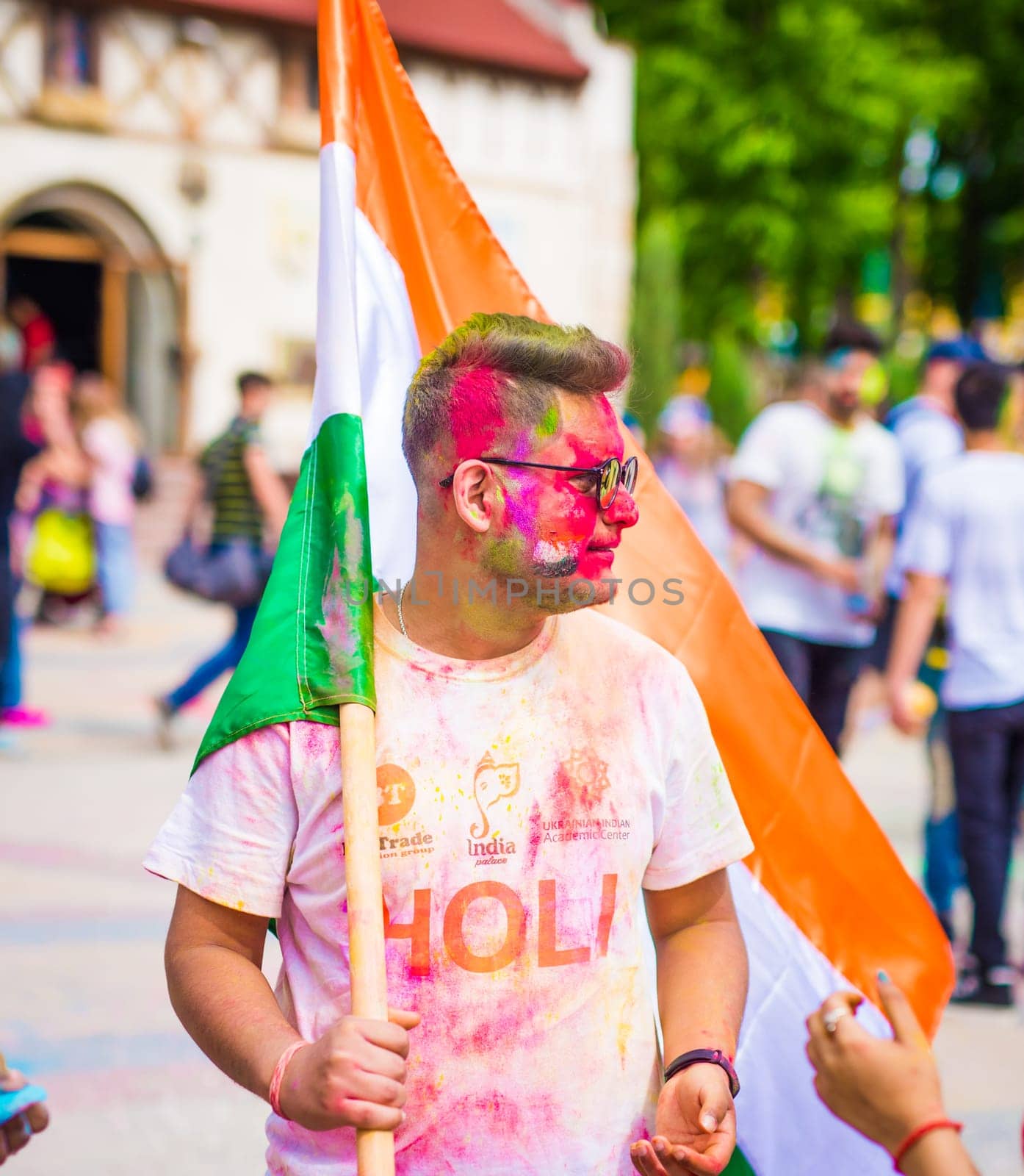 Khakiv, Ukraine - 19 May 2018: Holi color fest celebrating in Park