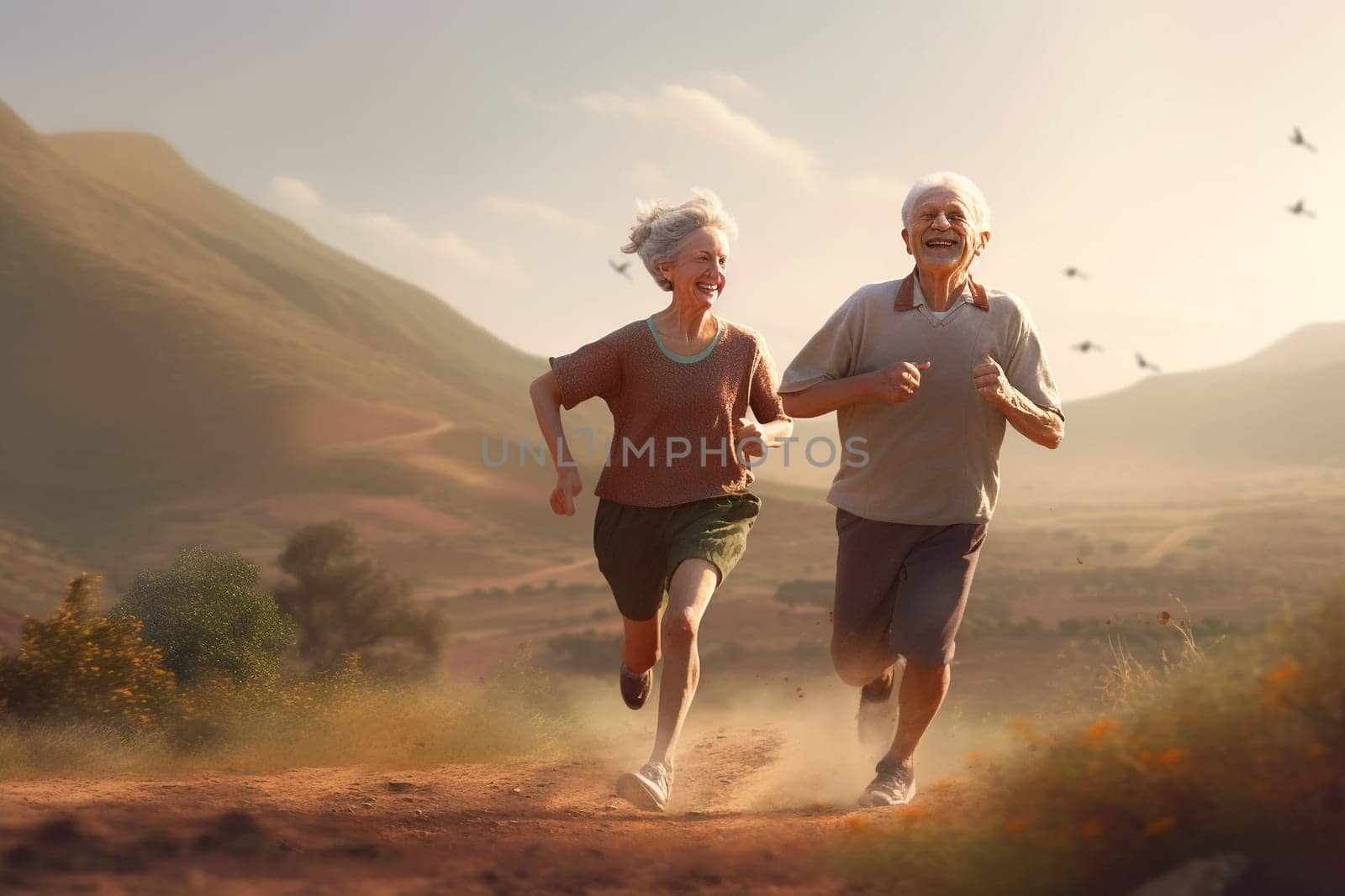 Old people healthy lifestyles, Gym, Fitness, doing sport, Elderly, people hiking and happy fitness , relax trekking together. Health, wellness , sport active lifestyle motivation with cardio