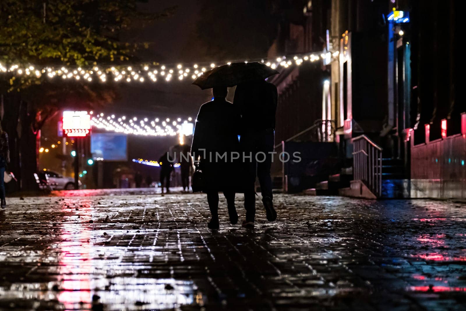 Together Under Umbrella. two people under an umbrella a man and a woman are walking in a city with an umbrella, walking in the rain, an autumn umbrella. Grayscale Photo of 2 Person Walking on Street. download image