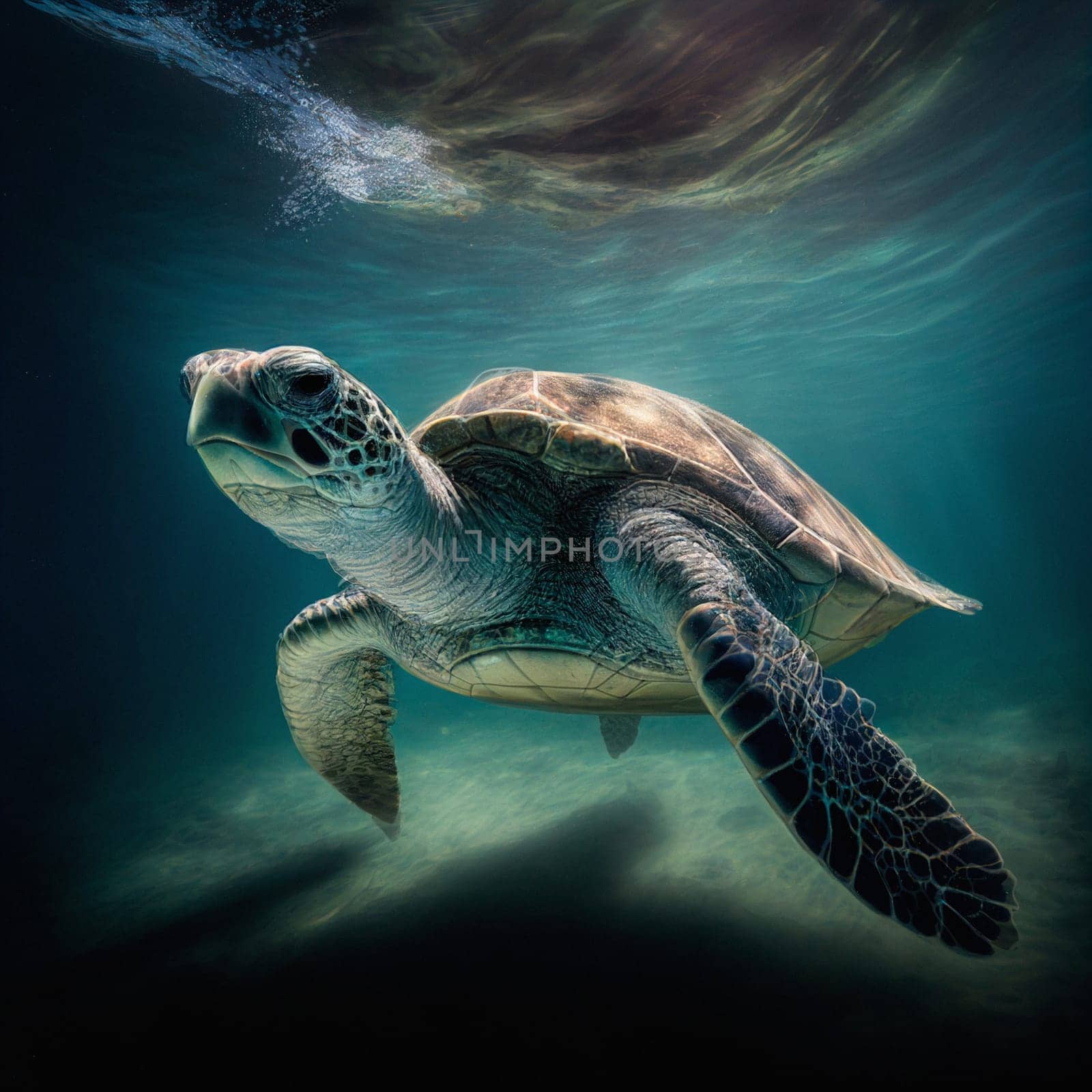 green sea turtle close up over coral reef in hawaii. download image