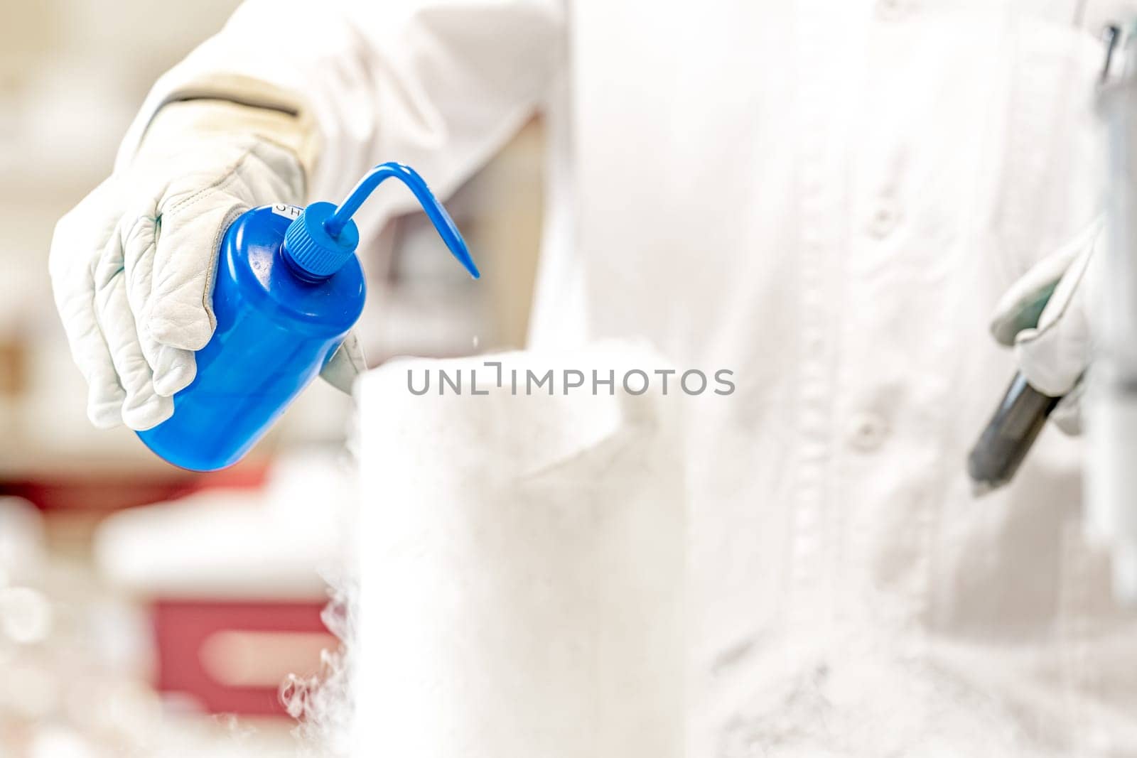 scientific experiments with liquid nitrogen in a research laboratory.