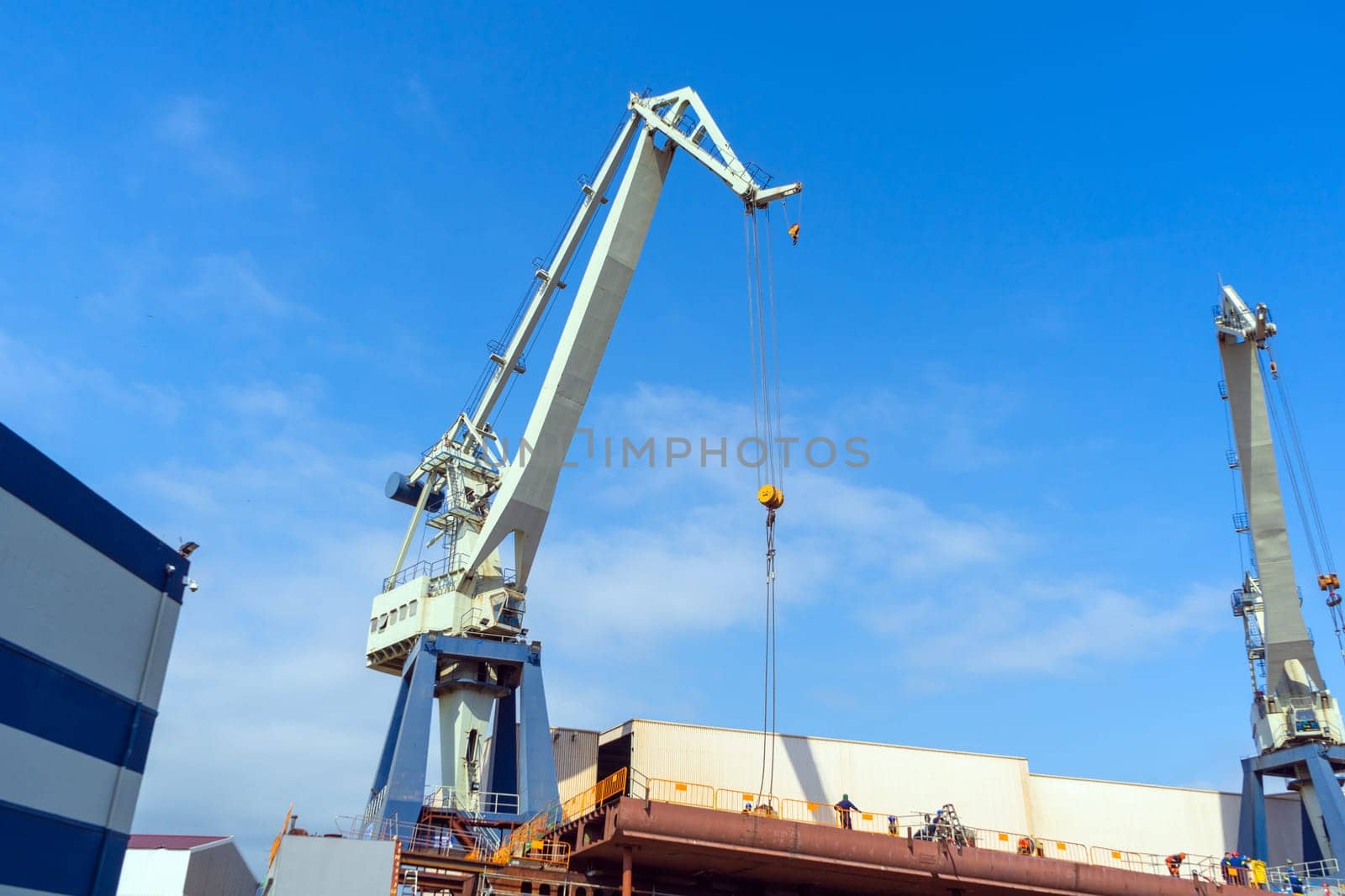 portal crane. portal crane in the port. loading and unloading area