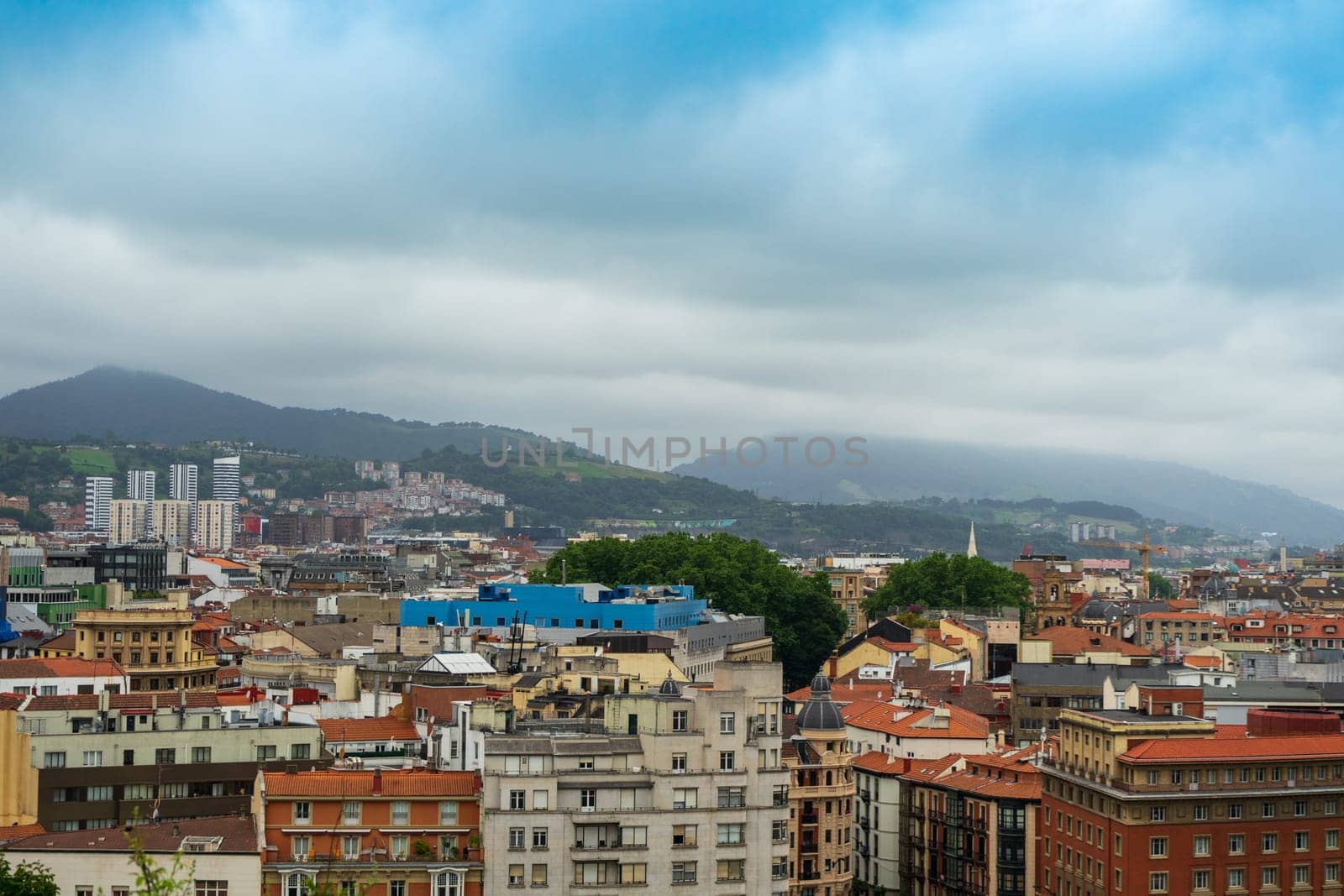 Panorama of the city of Bilbao top view, Basque Country, Spain