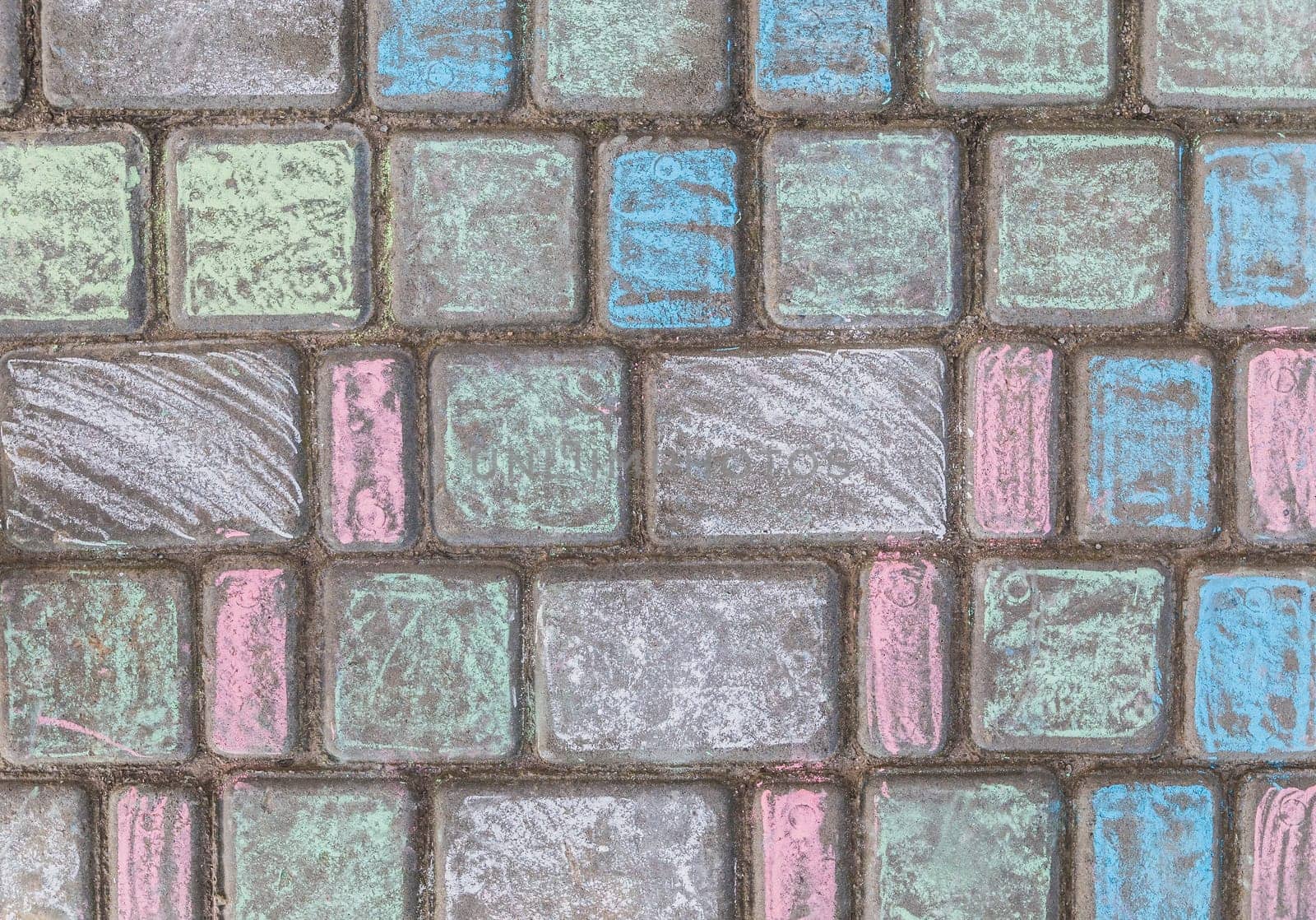 colorful paving slabs, which the children painted with chalk.