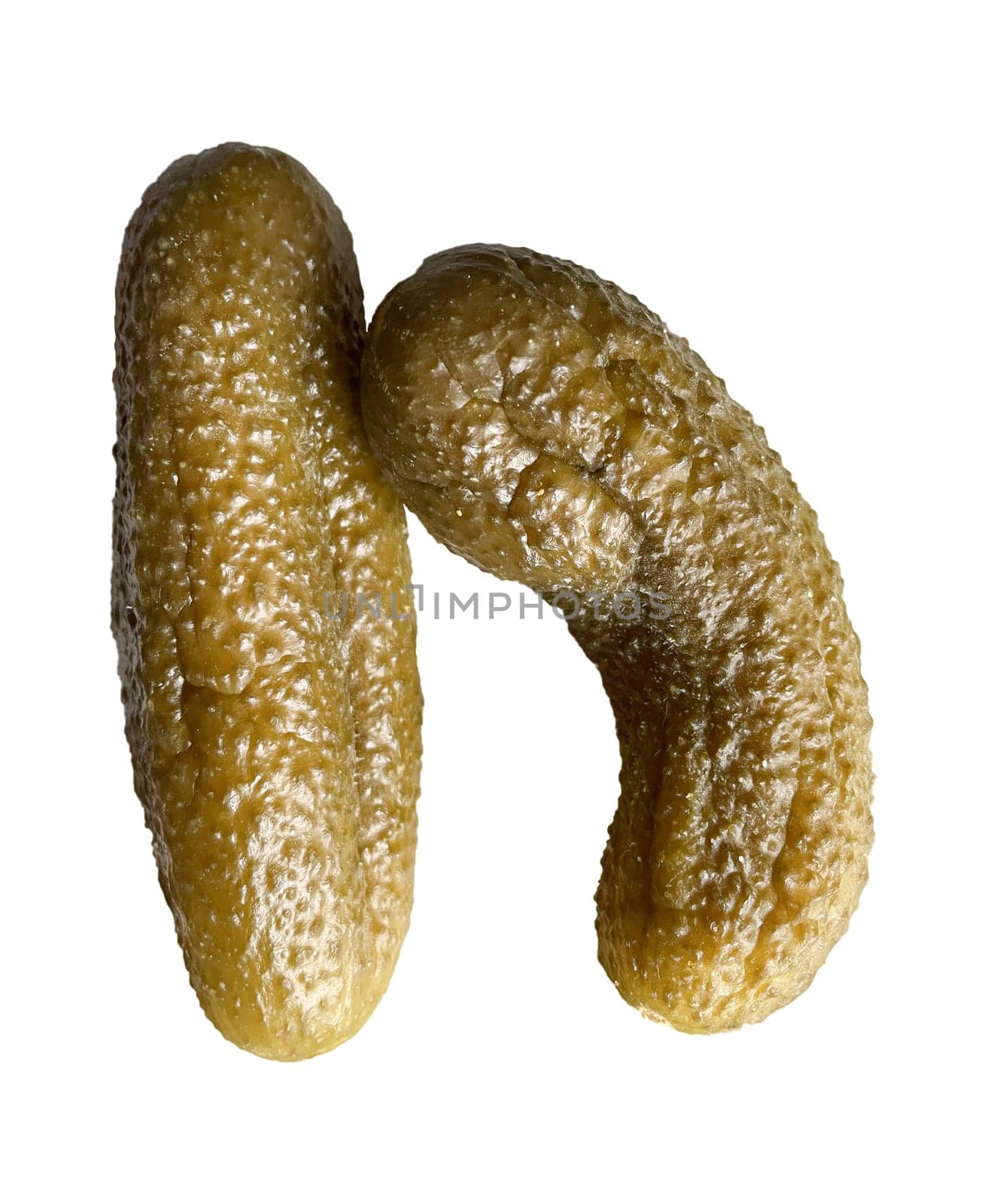 small pickles on a white background.