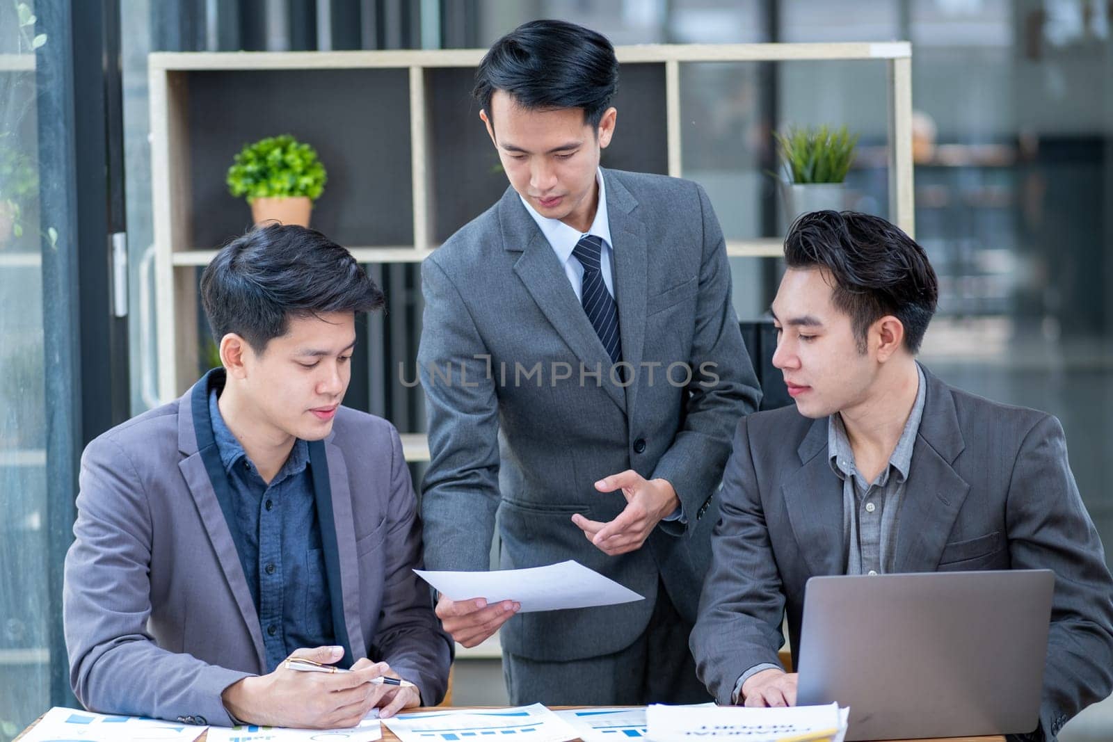 Business meeting suggestion to colleagues, business meeting conference brain storm discussing together, Group of business people at conference talking in office. High quality photo