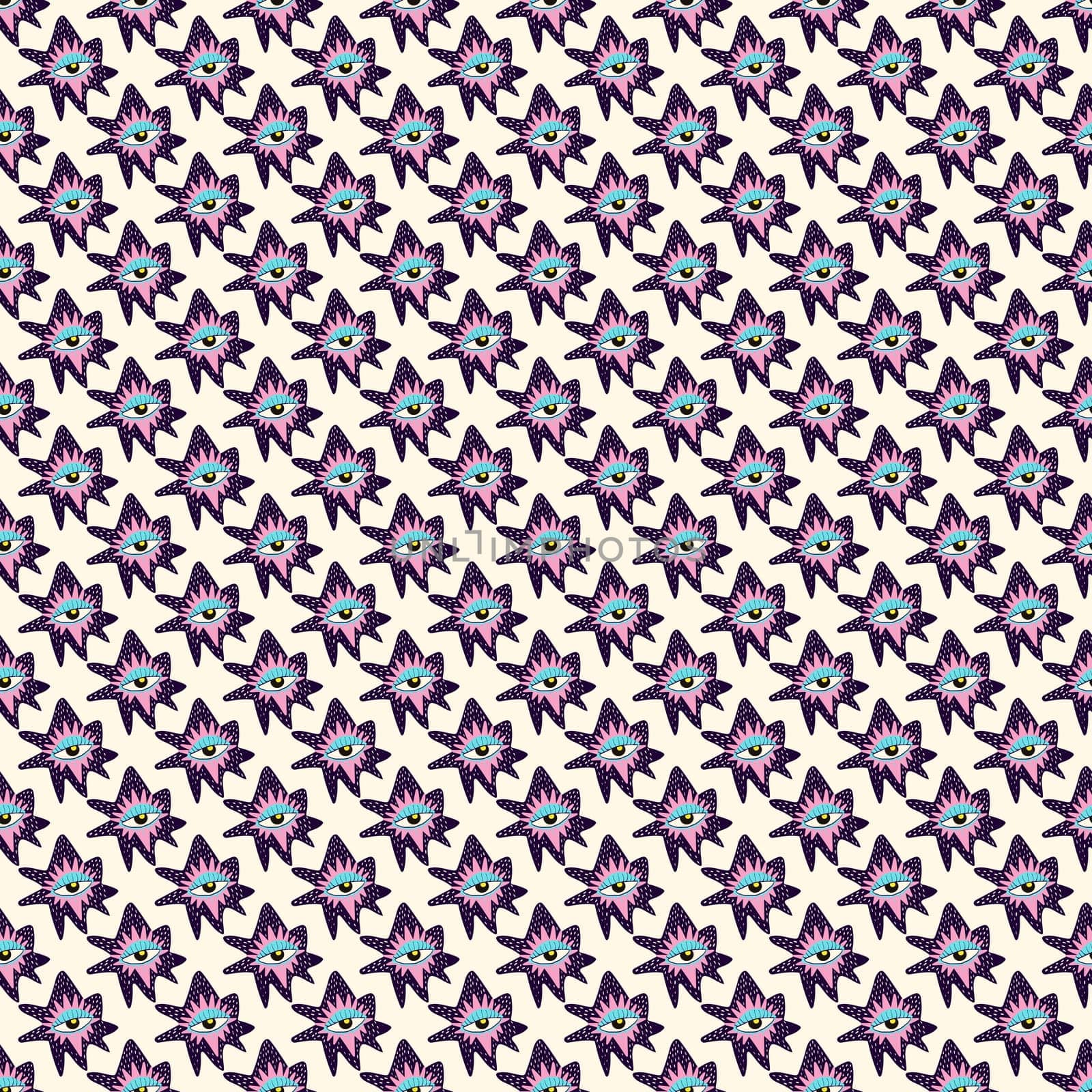Ethnical magical mystical eyes seamless pattern