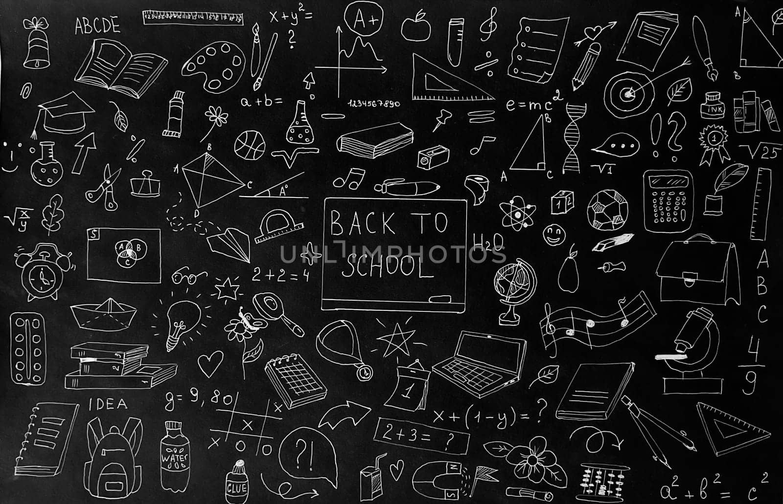Back to school background from doodle illustrations. Let's go back to school doodle drawing.Paper background suitable for printing on fabric, wrapper. High quality illustration