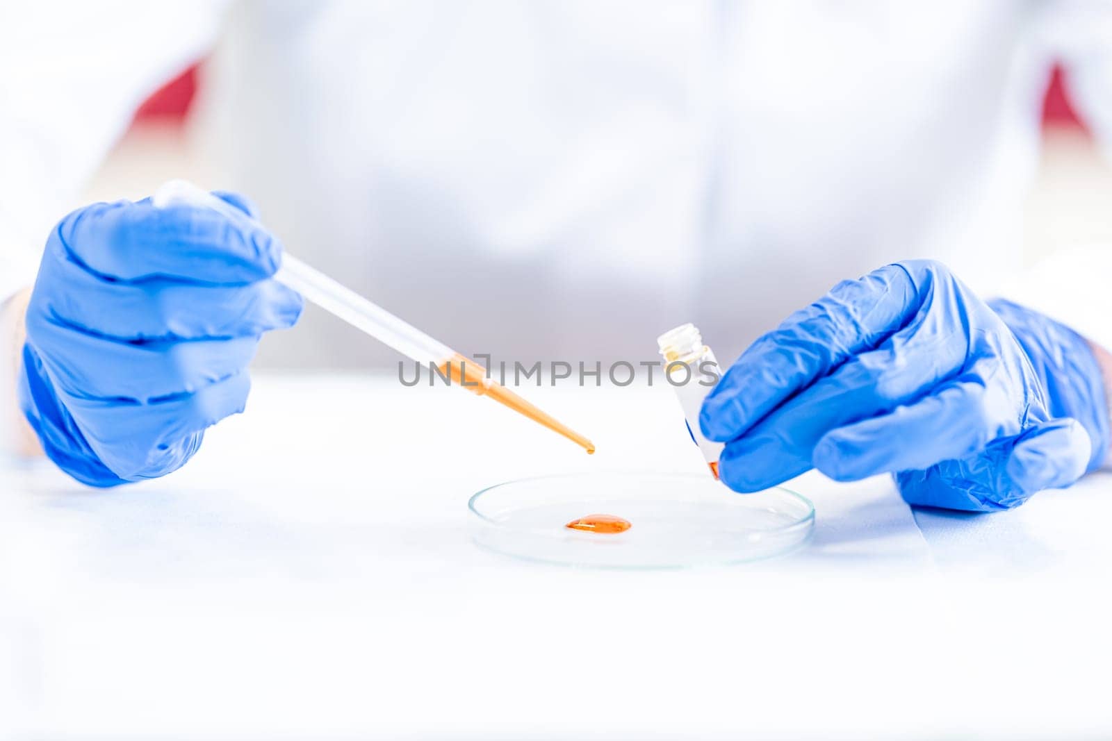 test of a chemical sample in the scientific laboratory of the research institute.