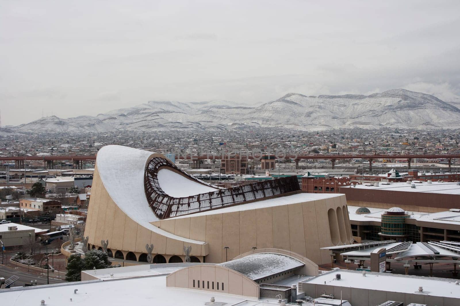 Abraham Chavez Theatre, El Paso, Texas in the snow.