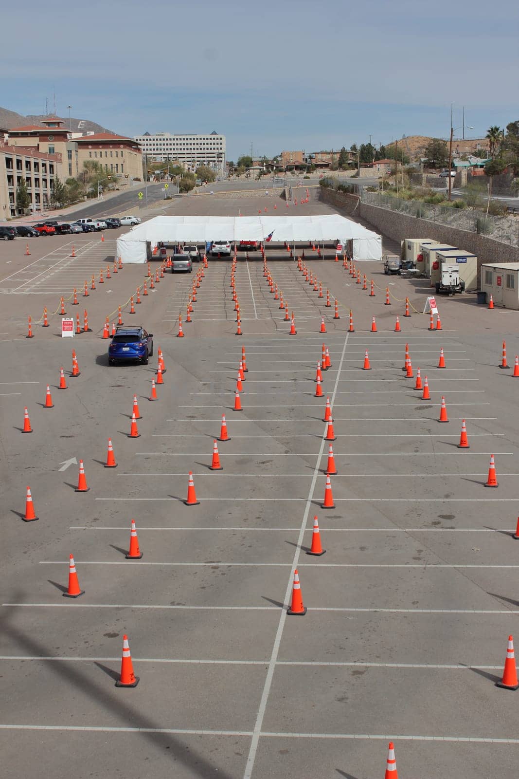 A COVID-19 state drive-thru testing site at UTEP, in El Paso, Texas, Oct. 26,2020.