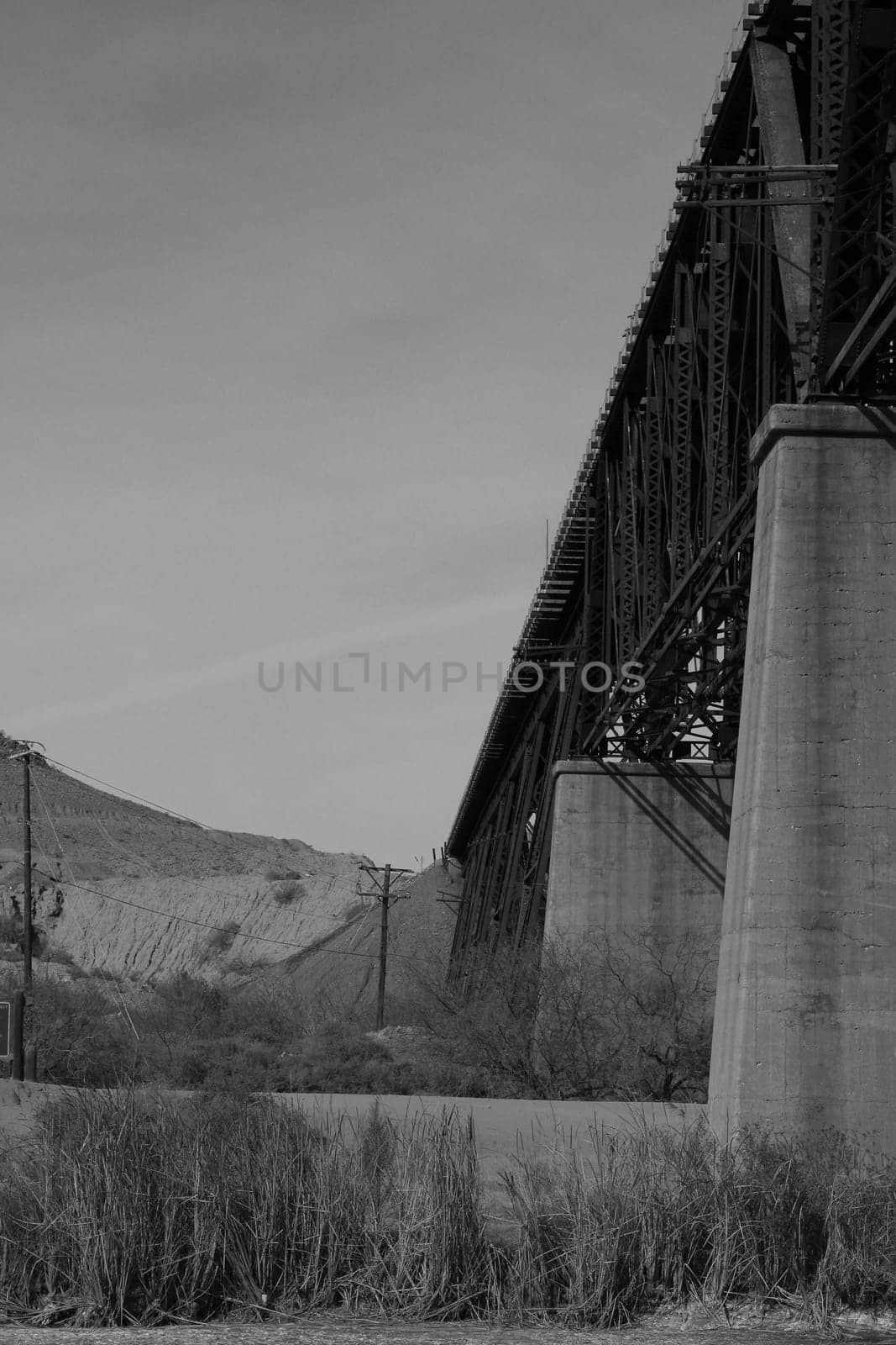 Metal railway bridge crossing Rio Grande
