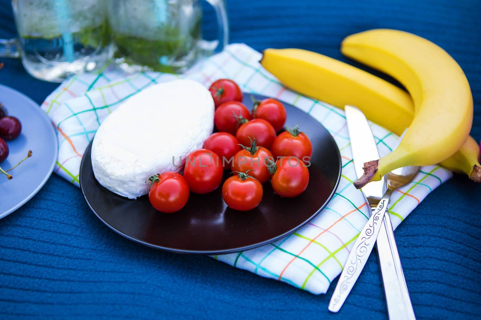 Bright summer picnic-tasty food and bright emotions