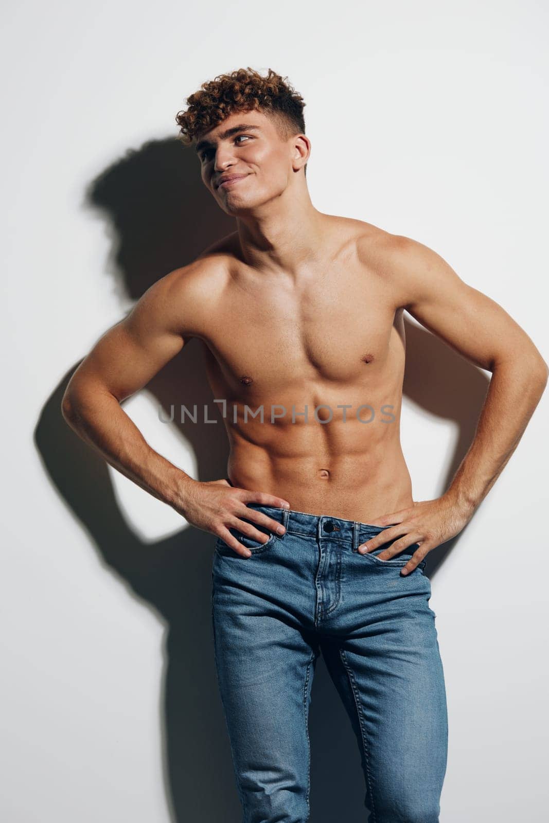 man abs body fit handsome lifestyle torso white background young guy strong care by SHOTPRIME