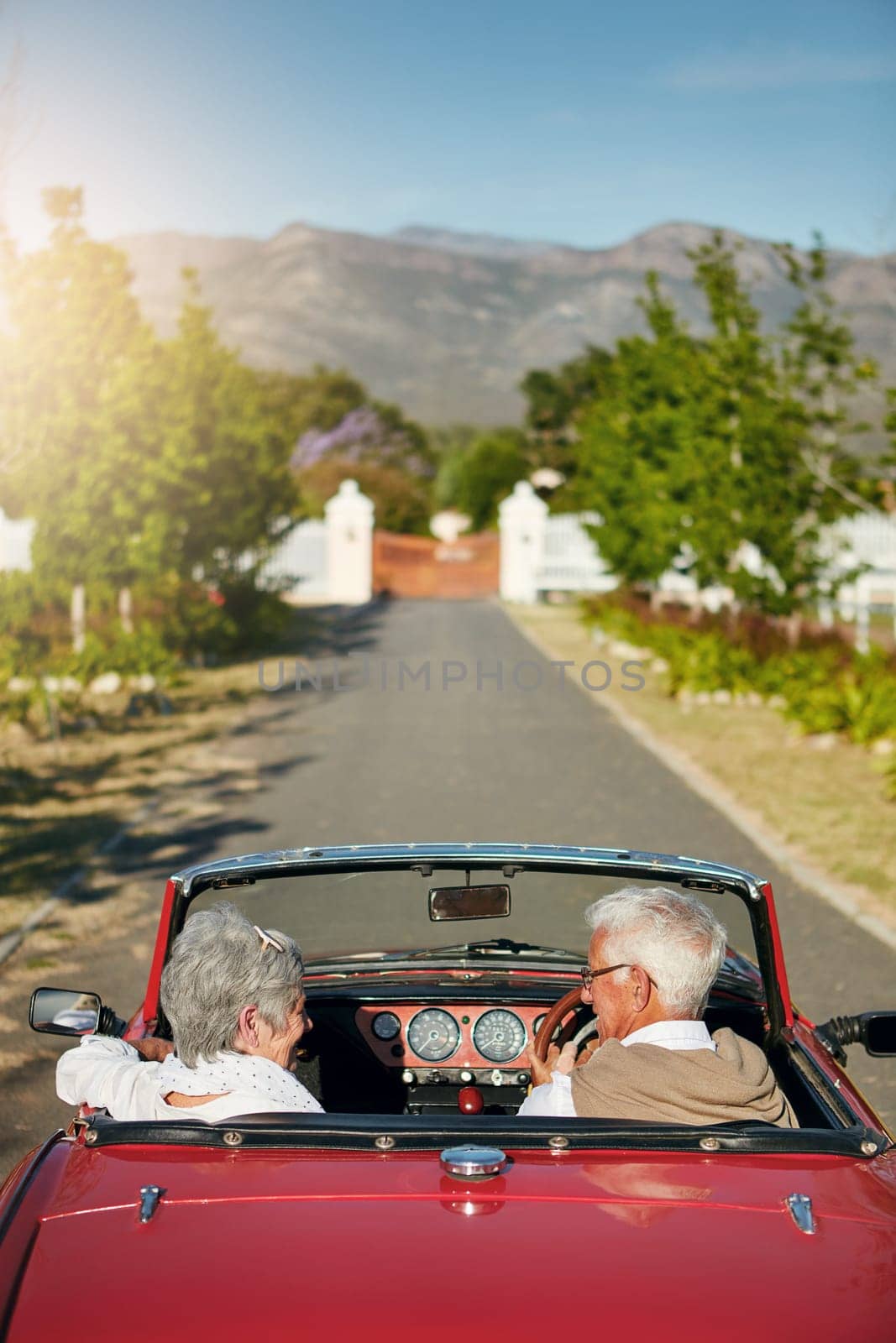 There are many ways to travel. a senior couple going on a road trip