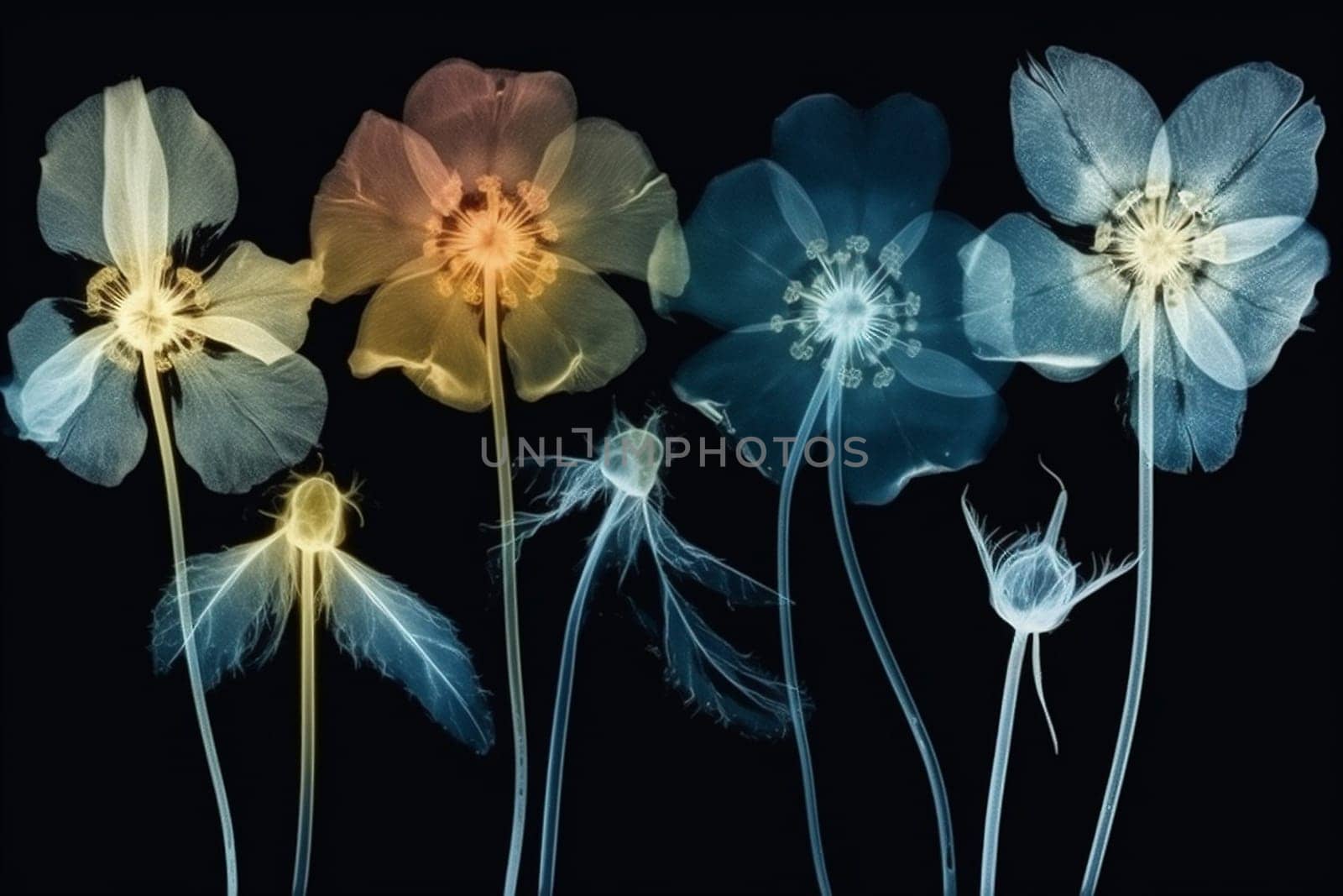 blossom bloom spring leaf background xray nature flower beautiful floral decoration. Generative AI. by SHOTPRIME