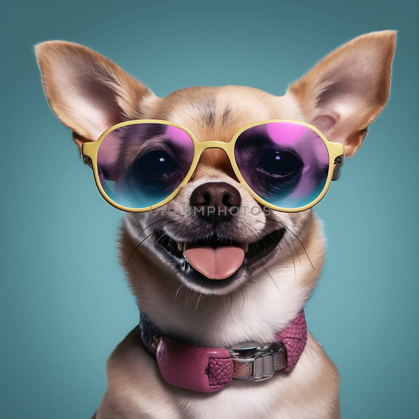 background dog cute portrait yellow animal glasses puppy chihuahua pedigree pet. Generative AI. by SHOTPRIME