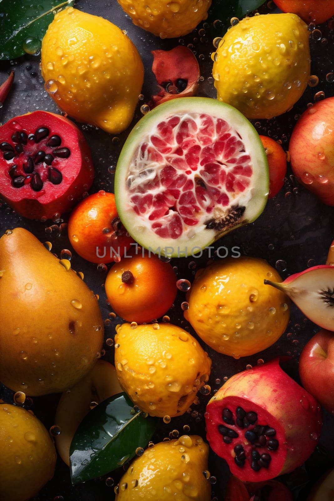 food market healthy apple background wave diet fruit concept health strawberry vitamin water tropical drop citrus green red fresh berry sweet. Generative AI.