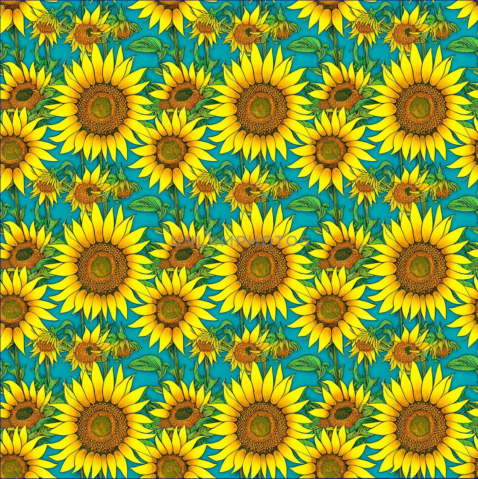 A beautiful seamless pattern consisting of a sunflower. High quality photo