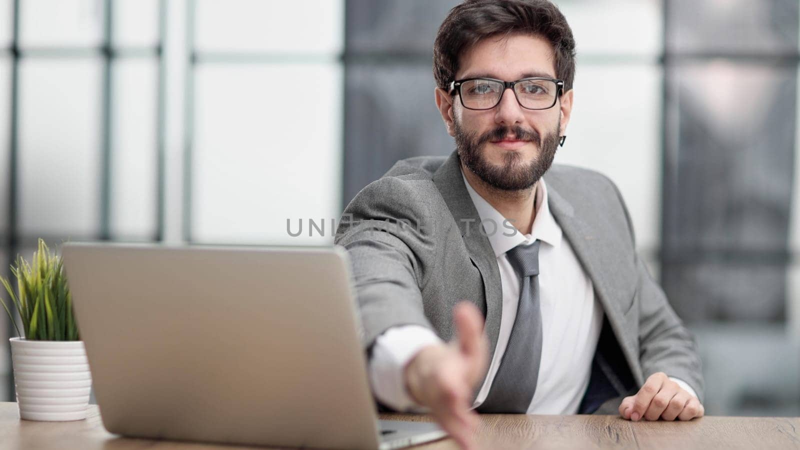 Welcome, thank you or manager shaking hands for promotion, support or creative strategy trust