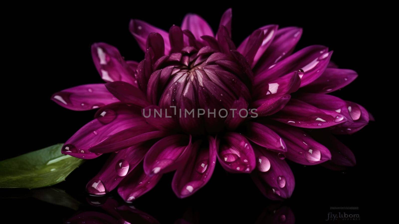 close up of violet flower with drops of water. Generative AI.