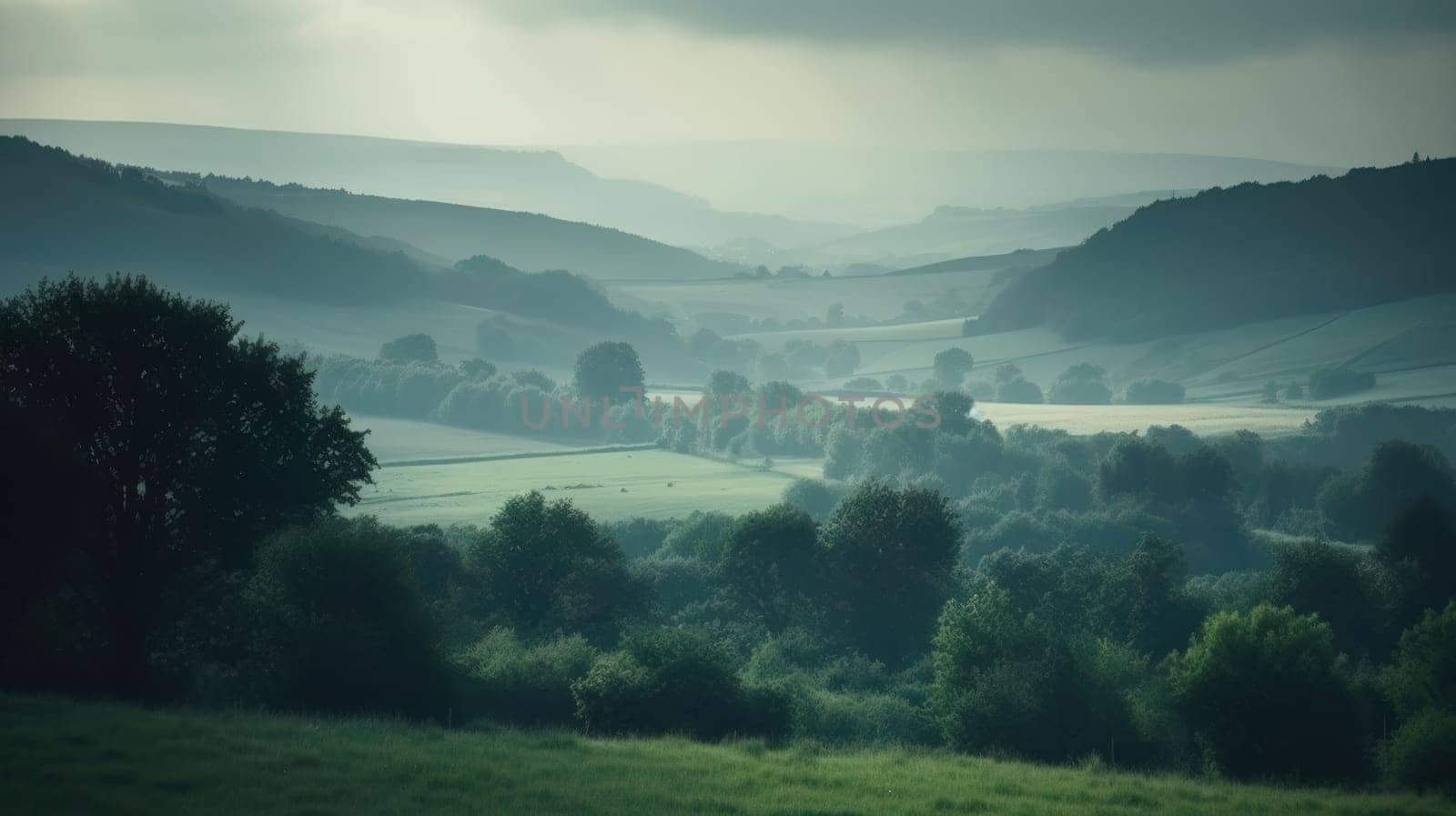 Beautiful scenic landscapes with mountains in Europe. Generative AI by nateemee