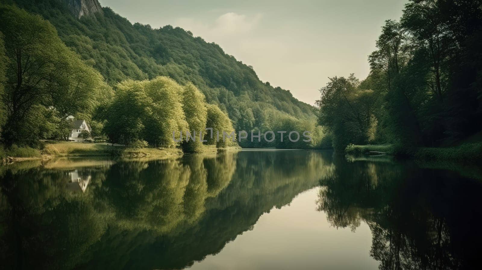 Beautiful scenic landscapes with mountains in Europe. Generative AI by nateemee