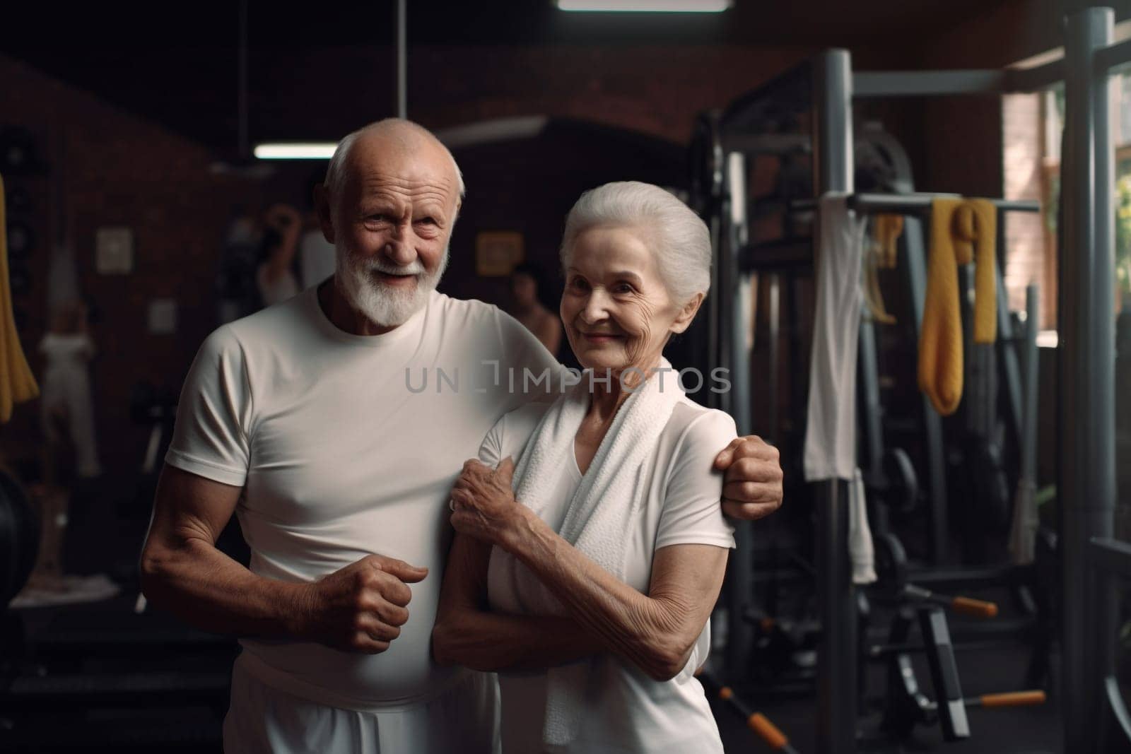 Old people healthy lifestyles, Gym, Fitness, doing sport, Elderly, people hiking and happy fitness , relax trekking together. Health, wellness , sport active lifestyle motivation with cardio