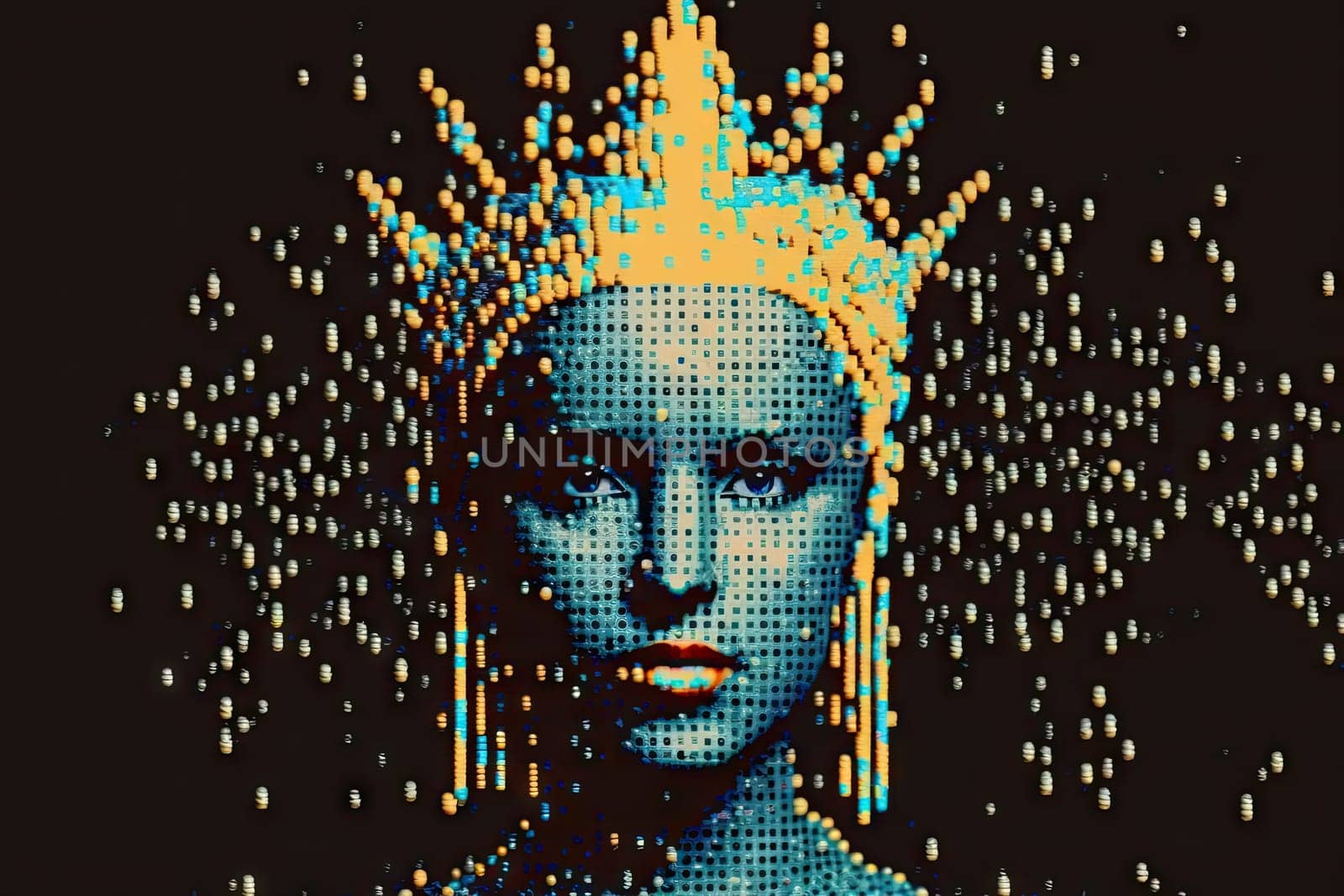 Princess pixelated glitch art retro futuristic beautiful woman. Generative AI AIG15. by biancoblue