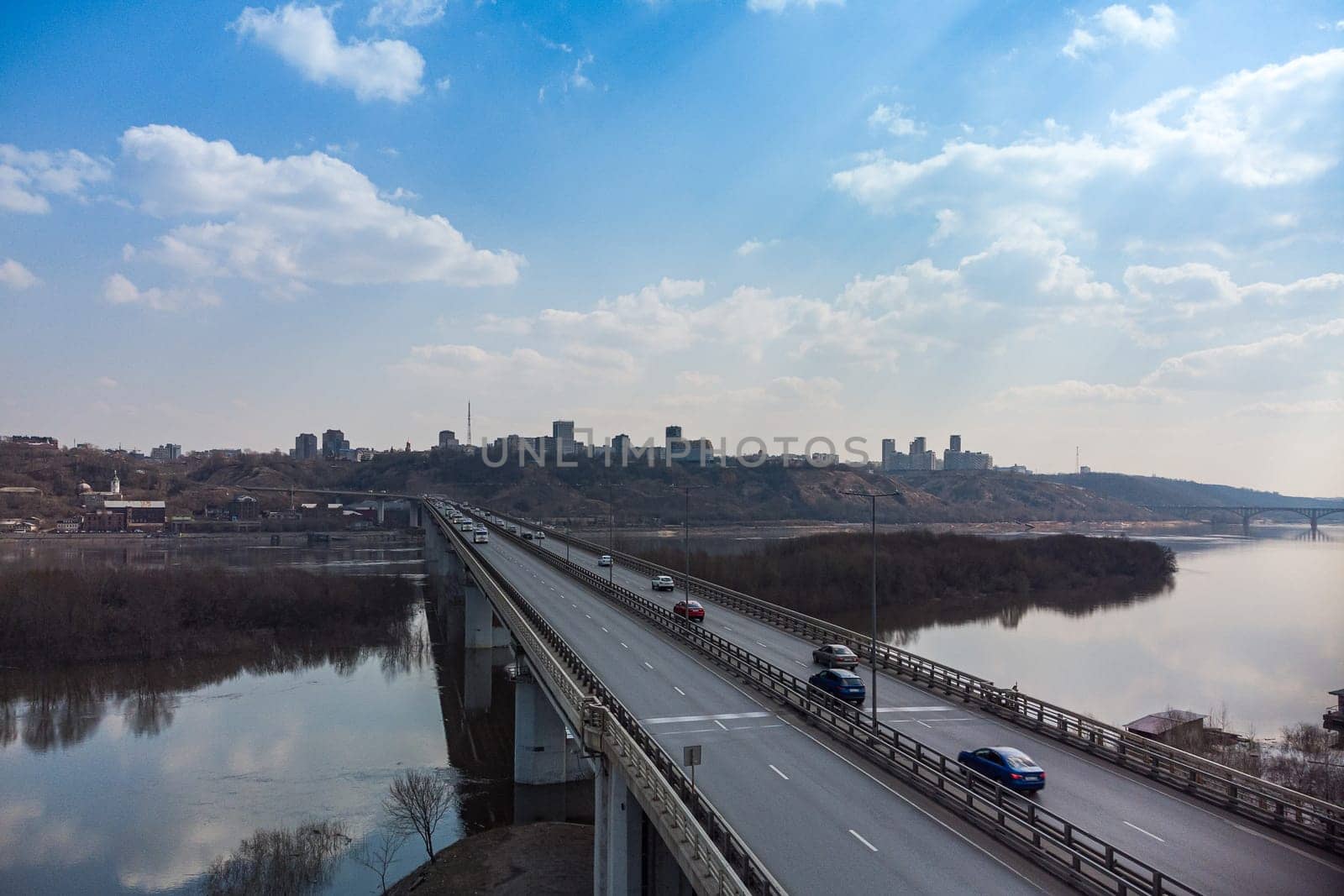 A road bridge over the river, taken from a quadrocopter. by Evgenii_Leontev