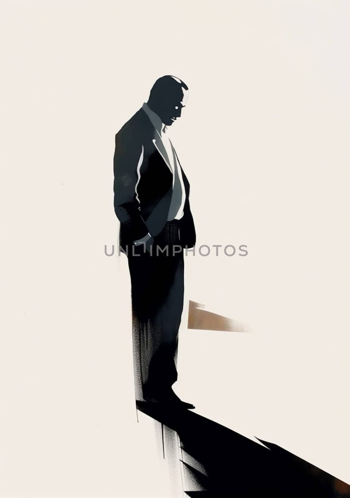 woman man drawing illustration design success retro isolated silhouette ink black young. Generative AI. by SHOTPRIME