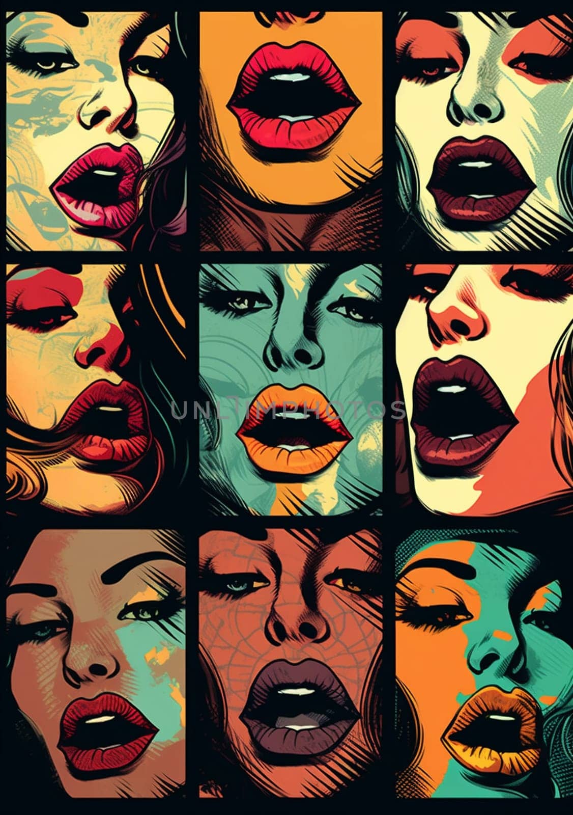 mouth woman poster female lipstick illustration abstract art kiss lips teeth. Generative AI. by SHOTPRIME