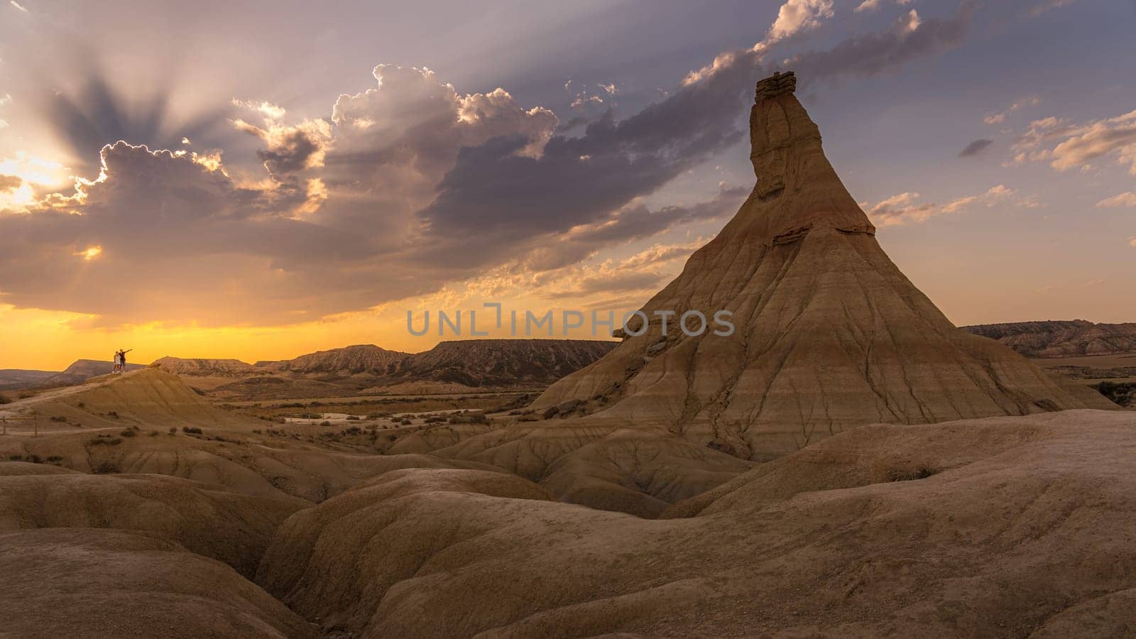 Castildetierra at sunset in Bardenas Reales in Navarra, Spain.