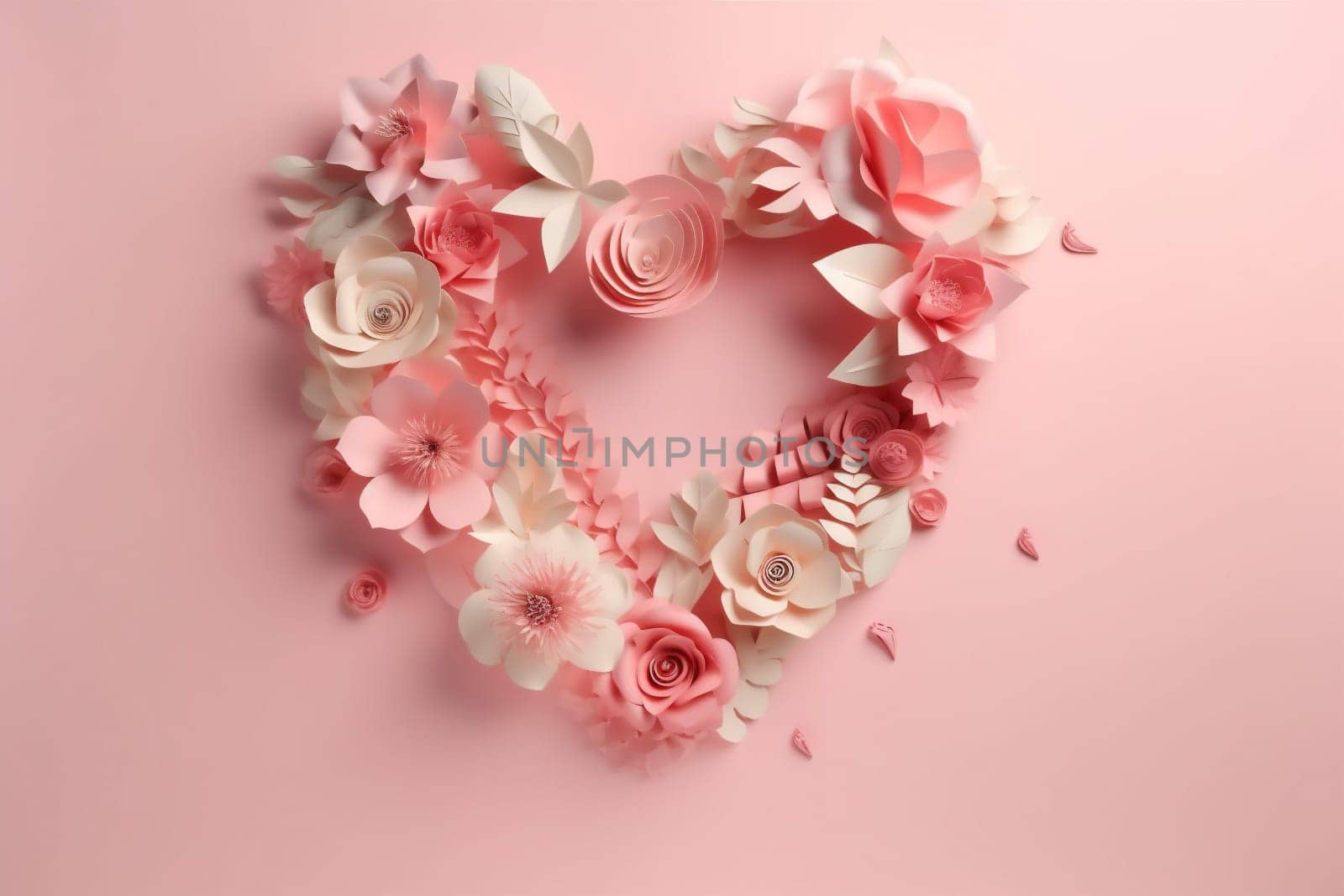 concept wedding day day valentine romance heart pink background decoration mother nature card holiday layout happy rose love flower mother's frame fashion. Generative AI.